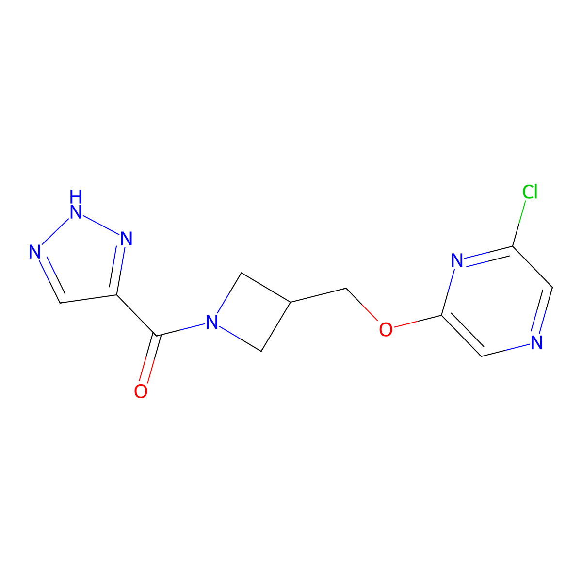 2-chloro-6-{[1-(2H-1,2,3-triazole-4-carbonyl)azetidin-3-yl]methoxy}pyrazine molecular structure, CAS 3054428-31-5