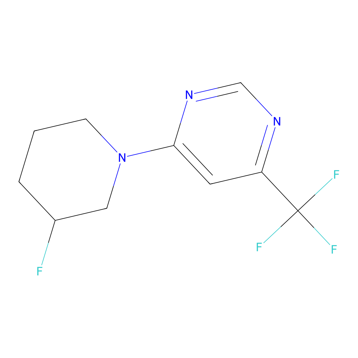 4-(3-Fluoropiperidin-1-yl)-6-(trifluoromethyl)pyrimidine molecular structure, CAS 3054428-33-7