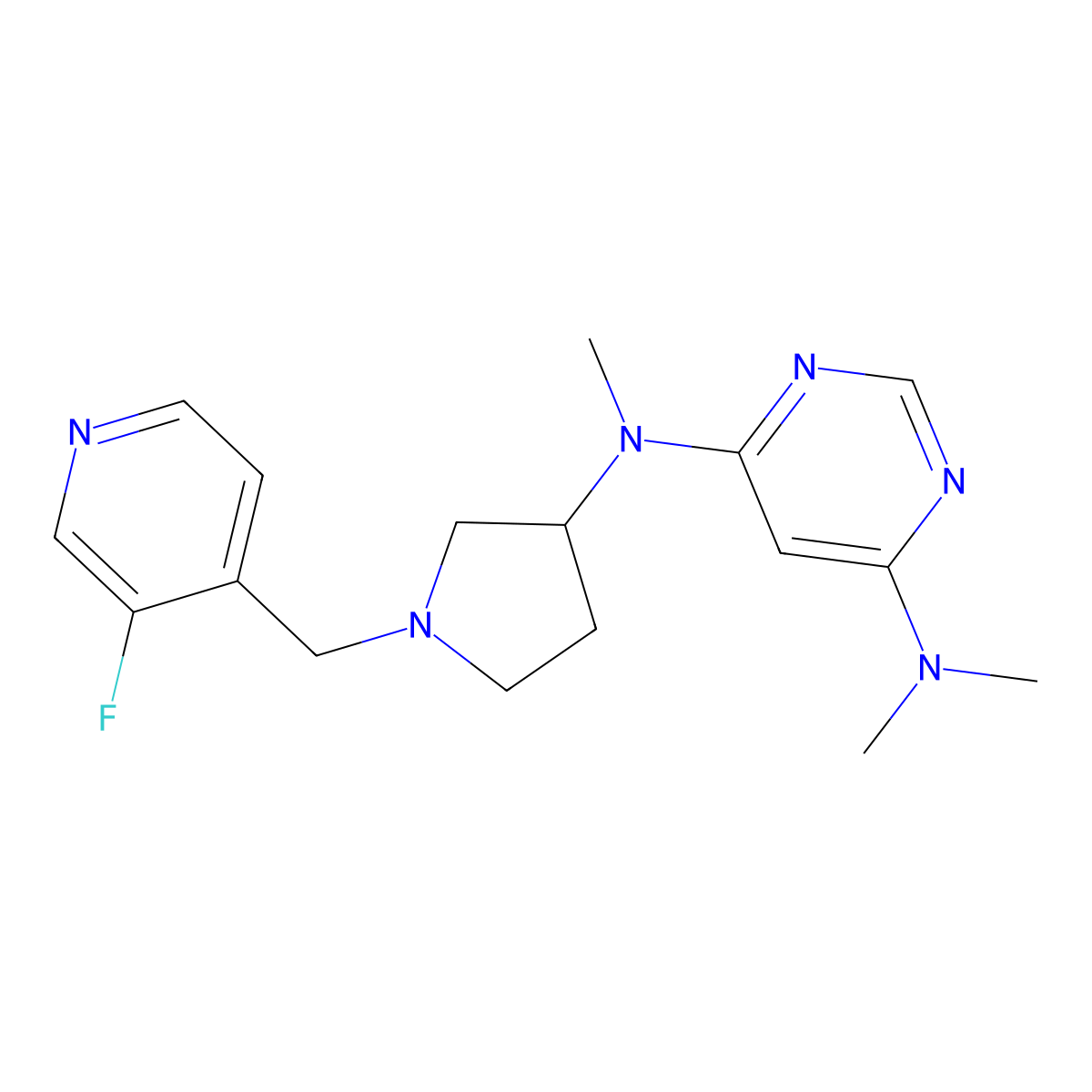 N4-{1-[(3-fluoropyridin-4-yl)methyl]pyrrolidin-3-yl}-N4,N6,N6-trimethylpyrimidine-4,6-diamine molecular structure, CAS 3054428-36-0