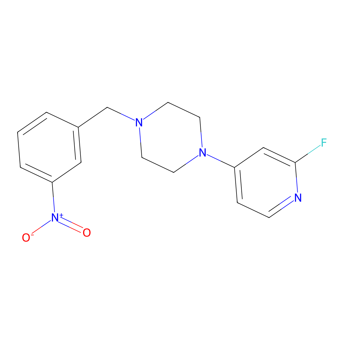 1-(2-Fluoropyridin-4-yl)-4-[(3-nitrophenyl)methyl]piperazine molecular structure, CAS 3054428-37-1