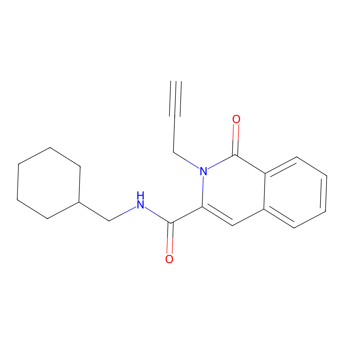 N-(cyclohexylmethyl)-1-oxo-2-(prop-2-yn-1-yl)-1,2-dihydroisoquinoline-3-carboxamide molecular structure, CAS 3054428-39-3
