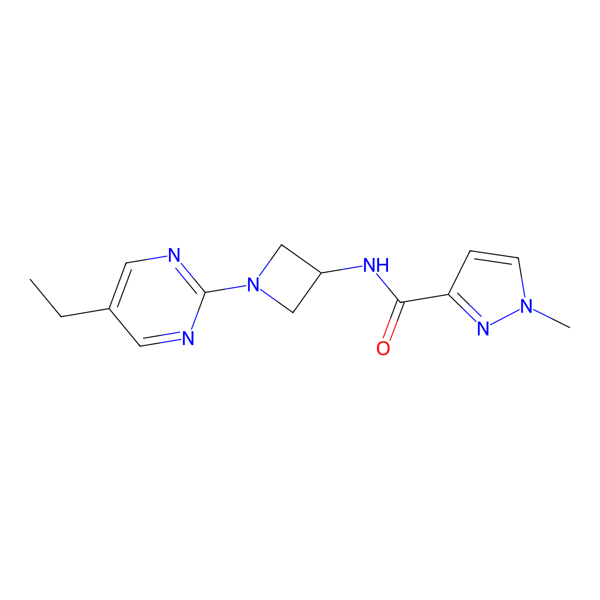 N-[1-(5-ethylpyrimidin-2-yl)azetidin-3-yl]-1-methyl-1H-pyrazole-3-carboxamide molecular structure, CAS 3054428-42-8