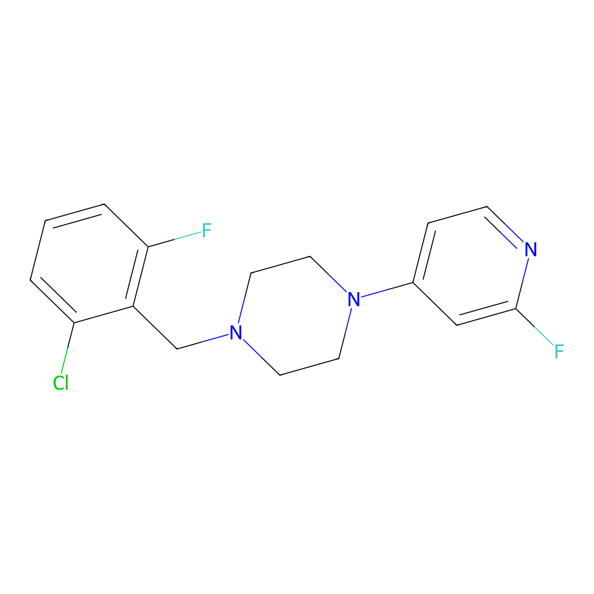 1-[(2-Chloro-6-fluorophenyl)methyl]-4-(2-fluoropyridin-4-yl)piperazine molecular structure, CAS 3054428-44-0