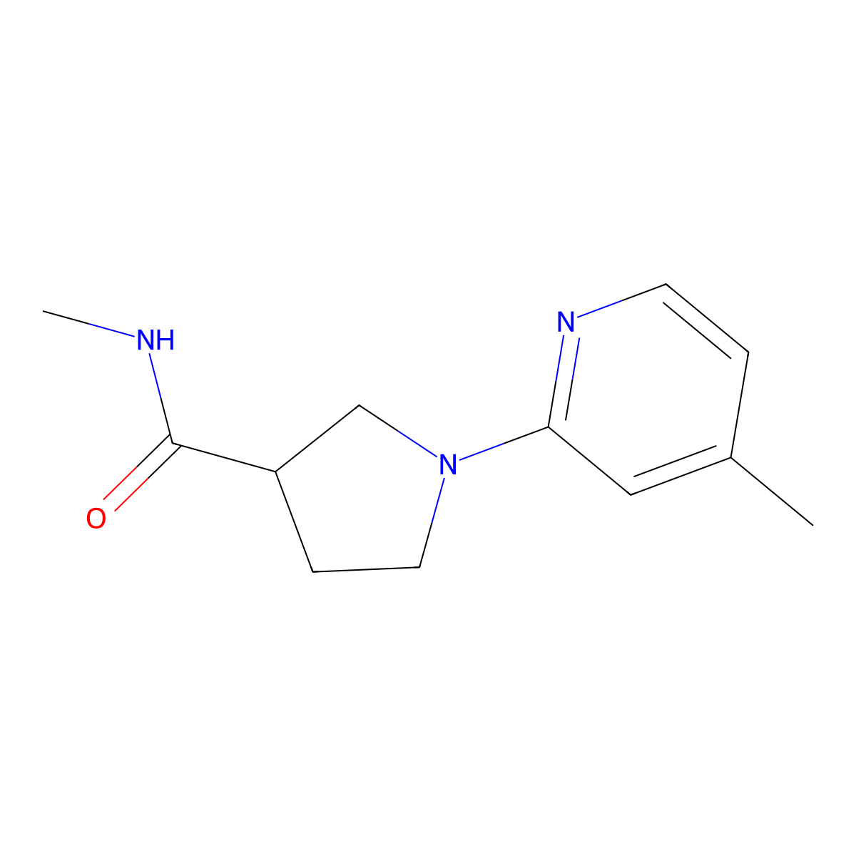 N-methyl-1-(4-methylpyridin-2-yl)pyrrolidine-3-carboxamide molecular structure, CAS 3054428-46-2