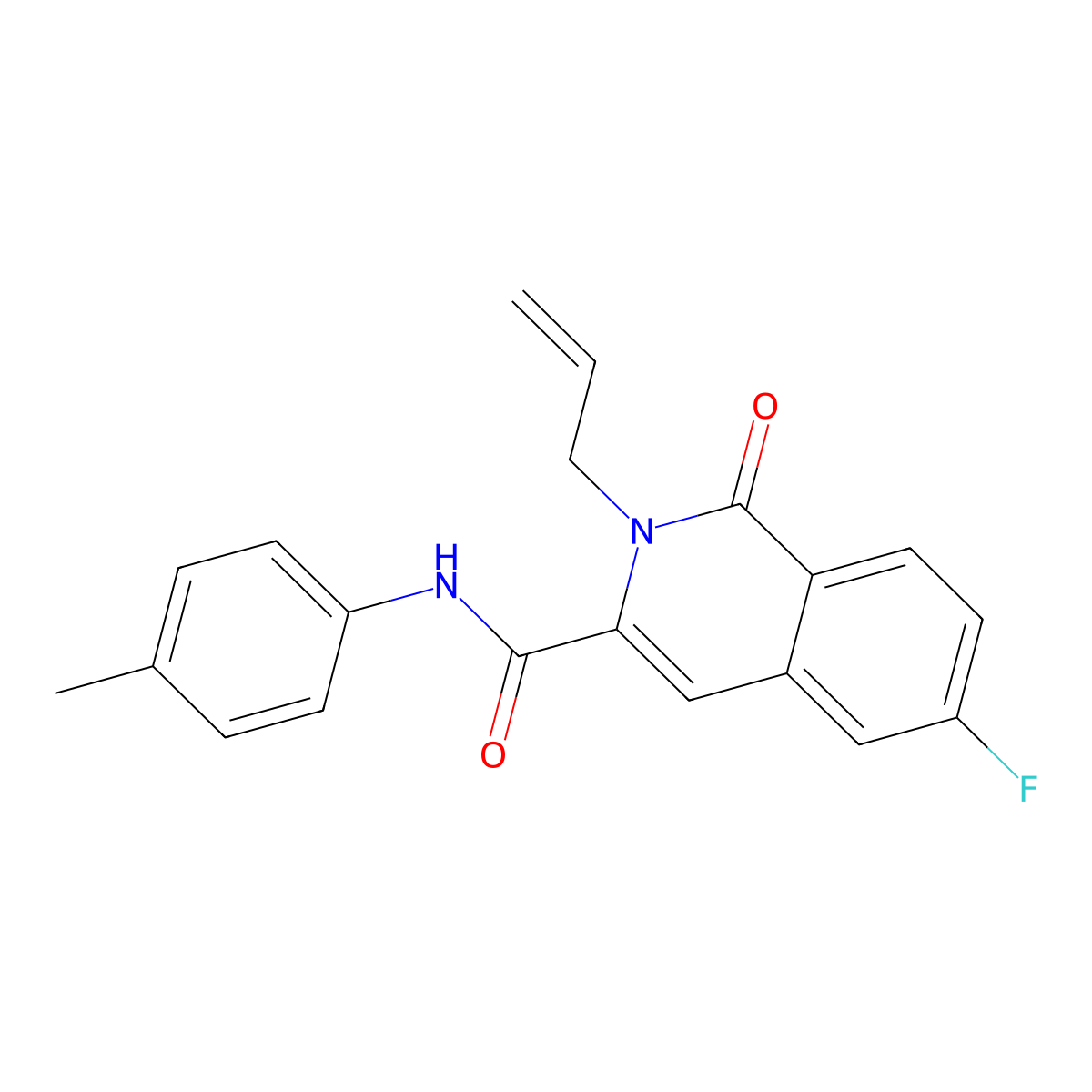 6-fluoro-N-(4-methylphenyl)-1-oxo-2-(prop-2-en-1-yl)-1,2-dihydroisoquinoline-3-carboxamide molecular structure, CAS 3054428-50-8