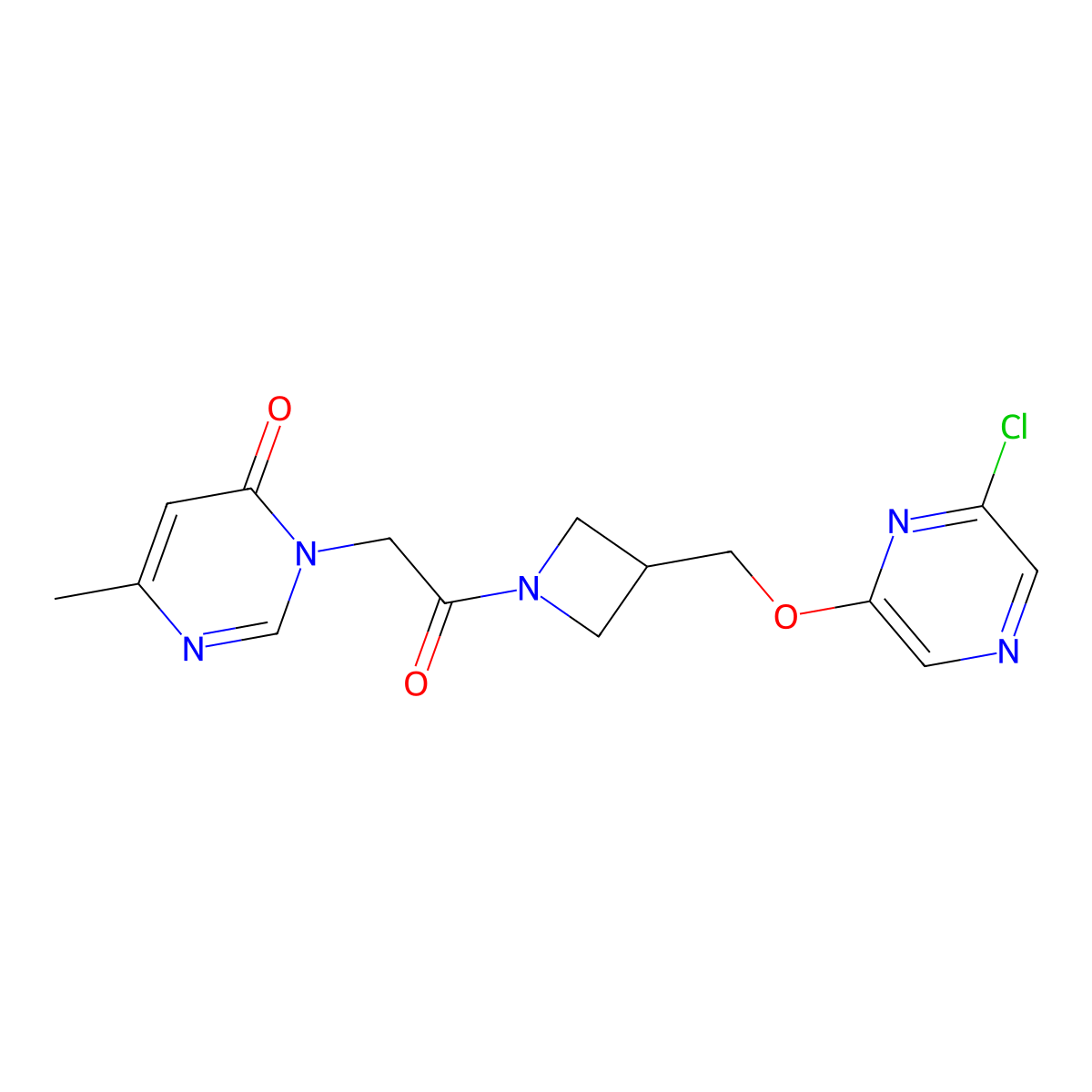 3-[2-[3-[(6-Chloropyrazin-2-yl)oxymethyl]azetidin-1-yl]-2-oxoethyl]-6-methylpyrimidin-4-one molecular structure, CAS 3054428-53-1