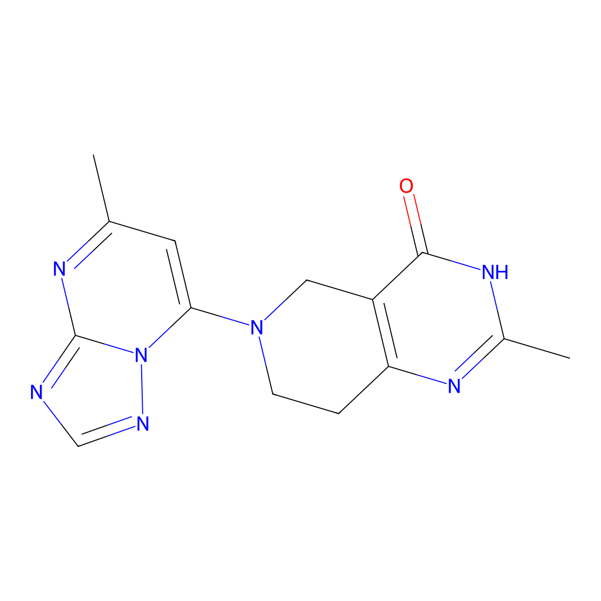 2-methyl-6-{5-methyl-[1,2,4]triazolo[1,5-a]pyrimidin-7-yl}-3H,4H,5H,6H,7H,8H-pyrido[4,3-d]pyrimidin-4-one molecular structure, CAS 3054428-56-4