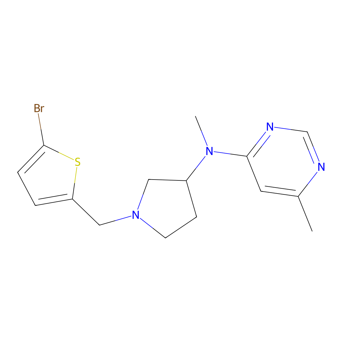 N-{1-[(5-bromothiophen-2-yl)methyl]pyrrolidin-3-yl}-N,6-dimethylpyrimidin-4-amine molecular structure, CAS 3054428-59-7