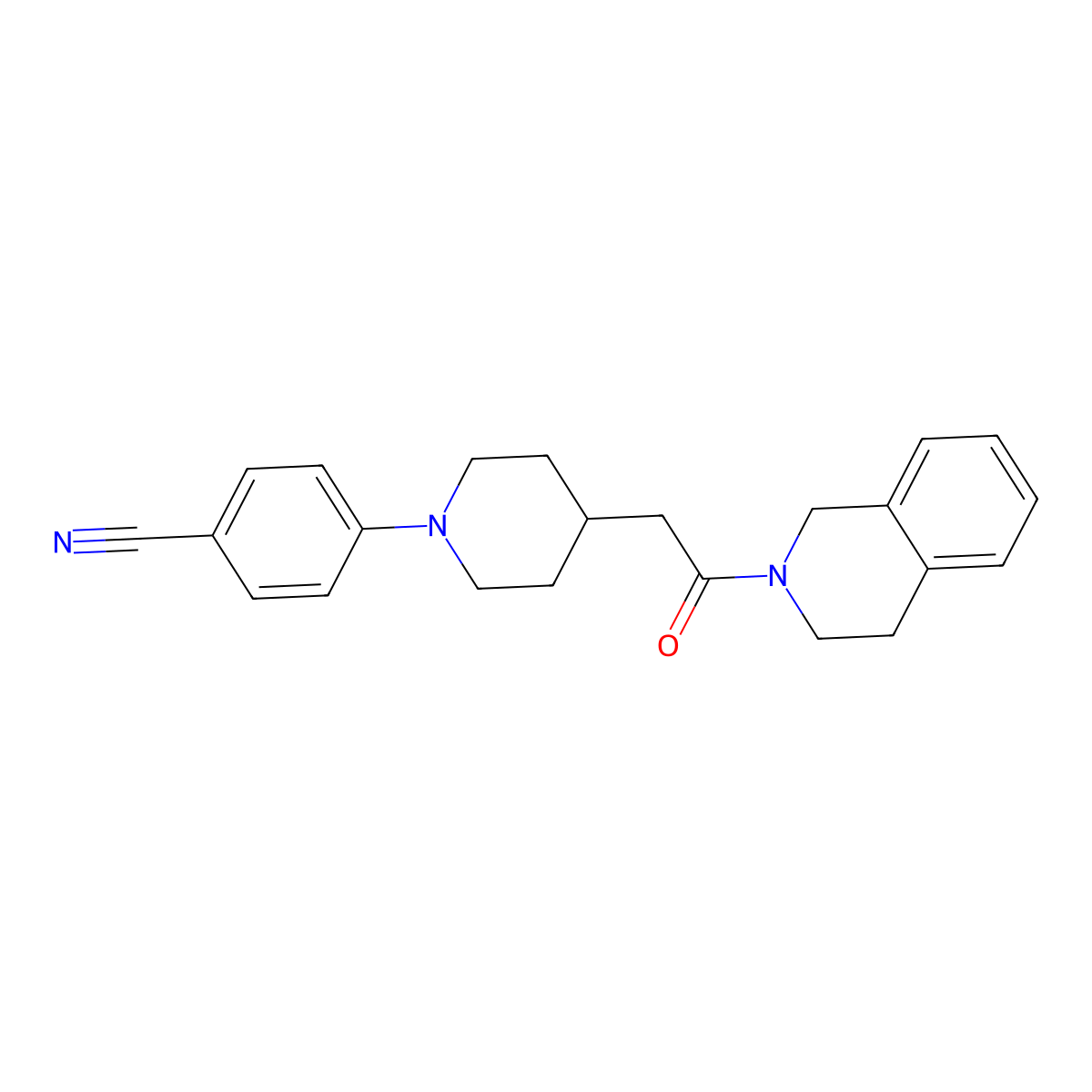 4-{4-[2-Oxo-2-(1,2,3,4-tetrahydroisoquinolin-2-yl)ethyl]piperidin-1-yl}benzonitrile molecular structure, CAS 3054428-61-1