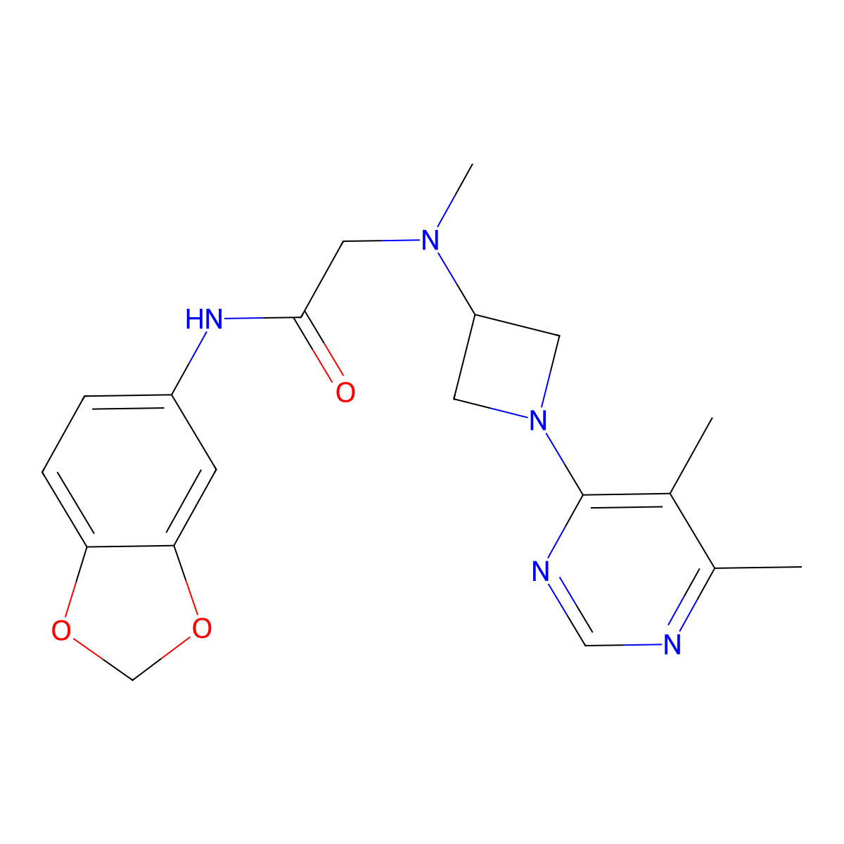 N-(2H-1,3-benzodioxol-5-yl)-2-{[1-(5,6-dimethylpyrimidin-4-yl)azetidin-3-yl](methyl)amino}acetamide molecular structure, CAS 3054428-63-3