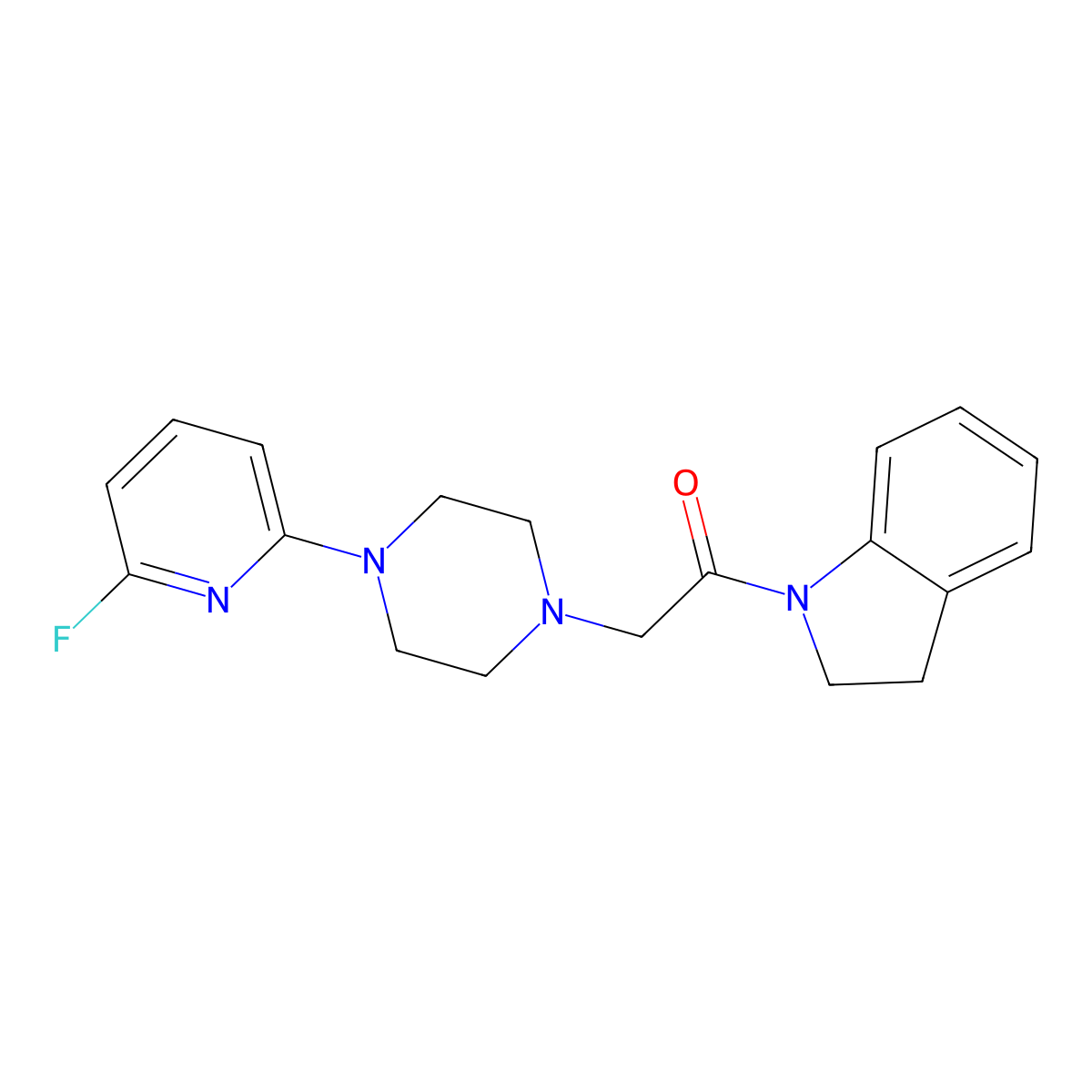1-(2,3-dihydro-1H-indol-1-yl)-2-[4-(6-fluoropyridin-2-yl)piperazin-1-yl]ethan-1-one molecular structure, CAS 3054428-66-6