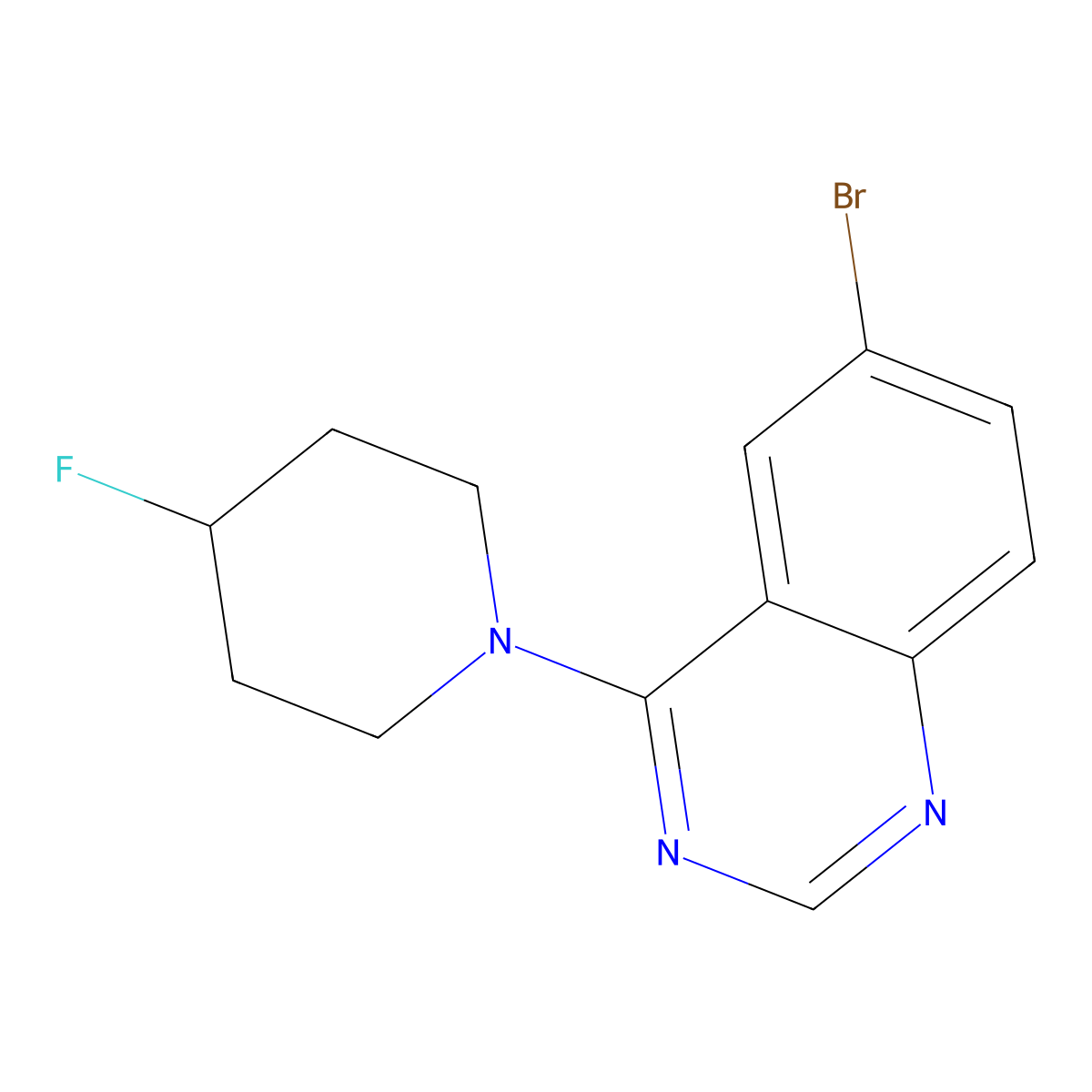 6-Bromo-4-(4-fluoropiperidin-1-yl)quinazoline molecular structure, CAS 3054428-76-8