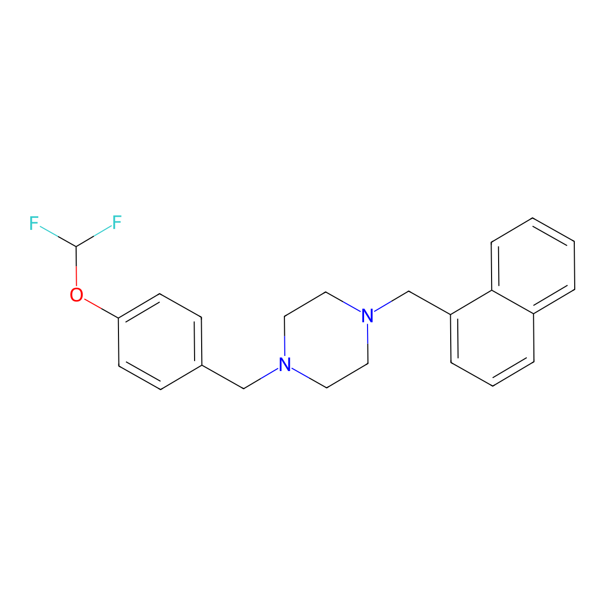 1-{[4-(Difluoromethoxy)phenyl]methyl}-4-[(naphthalen-1-yl)methyl]piperazine molecular structure, CAS 3054428-80-4