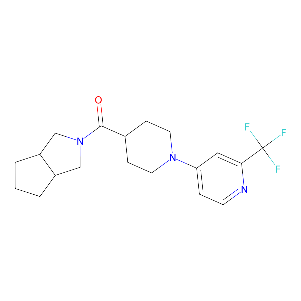 4-(4-{Octahydrocyclopenta[c]pyrrole-2-carbonyl}piperidin-1-yl)-2-(trifluoromethyl)pyridine molecular structure, CAS 3054428-83-7