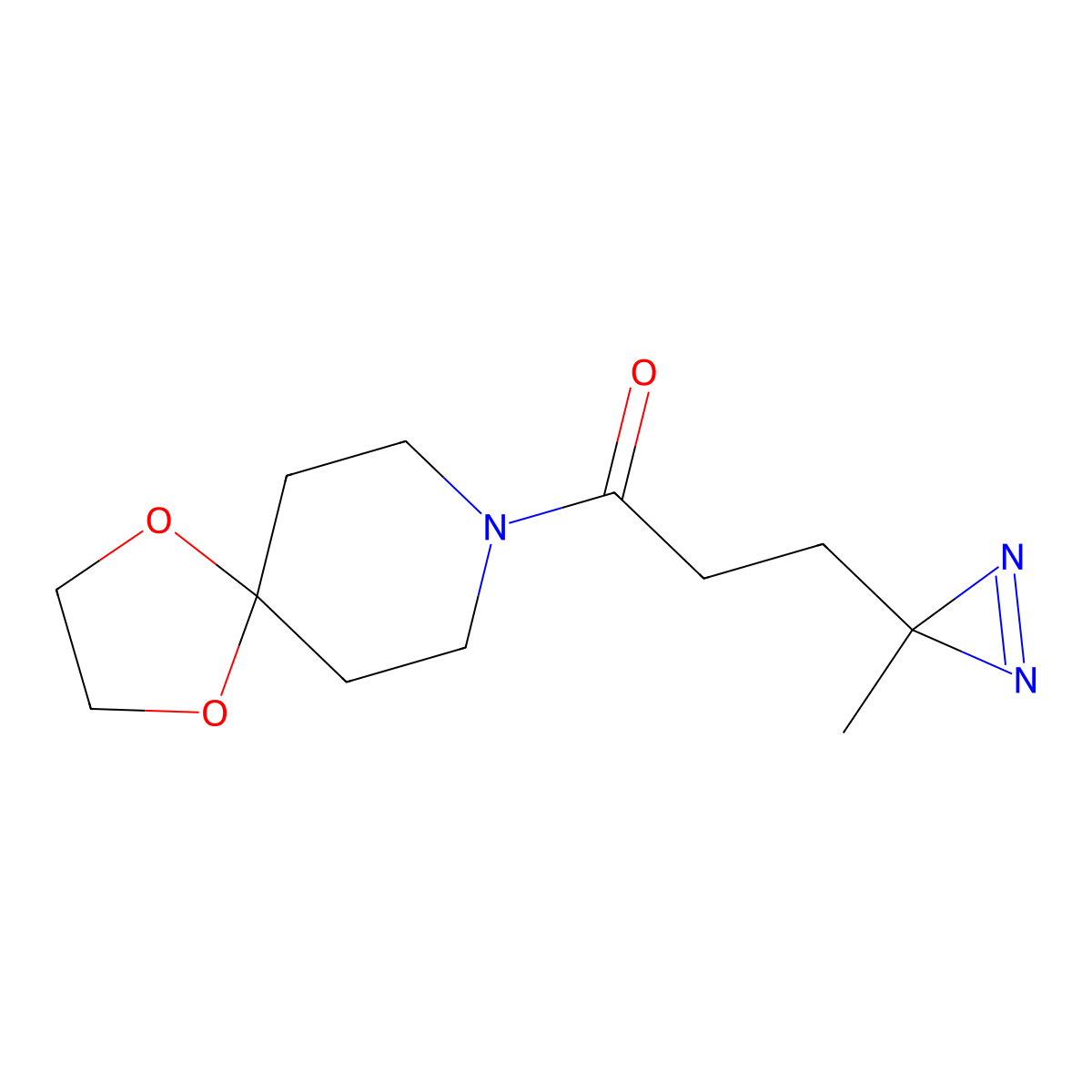 1-{1,4-dioxa-8-azaspiro[4.5]decan-8-yl}-3-(3-methyl-3H-diazirin-3-yl)propan-1-one molecular structure, CAS 3054428-84-8