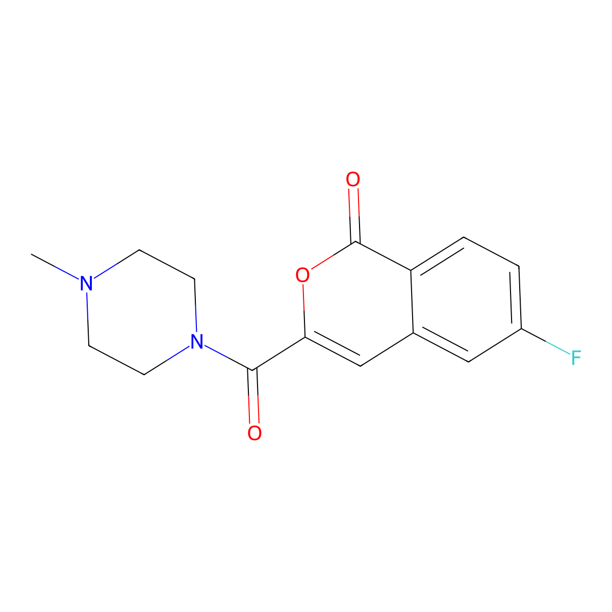 6-fluoro-3-(4-methylpiperazine-1-carbonyl)-1H-isochromen-1-one molecular structure, CAS 3054428-88-2