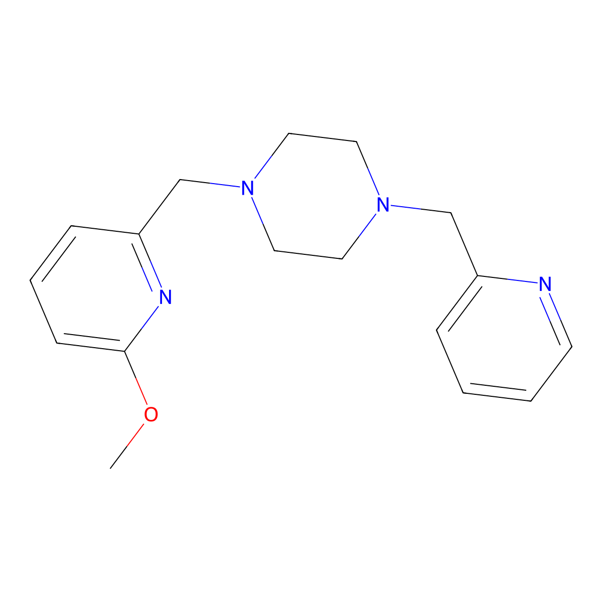 1-[(6-Methoxypyridin-2-yl)methyl]-4-[(pyridin-2-yl)methyl]piperazine molecular structure, CAS 3054428-89-3