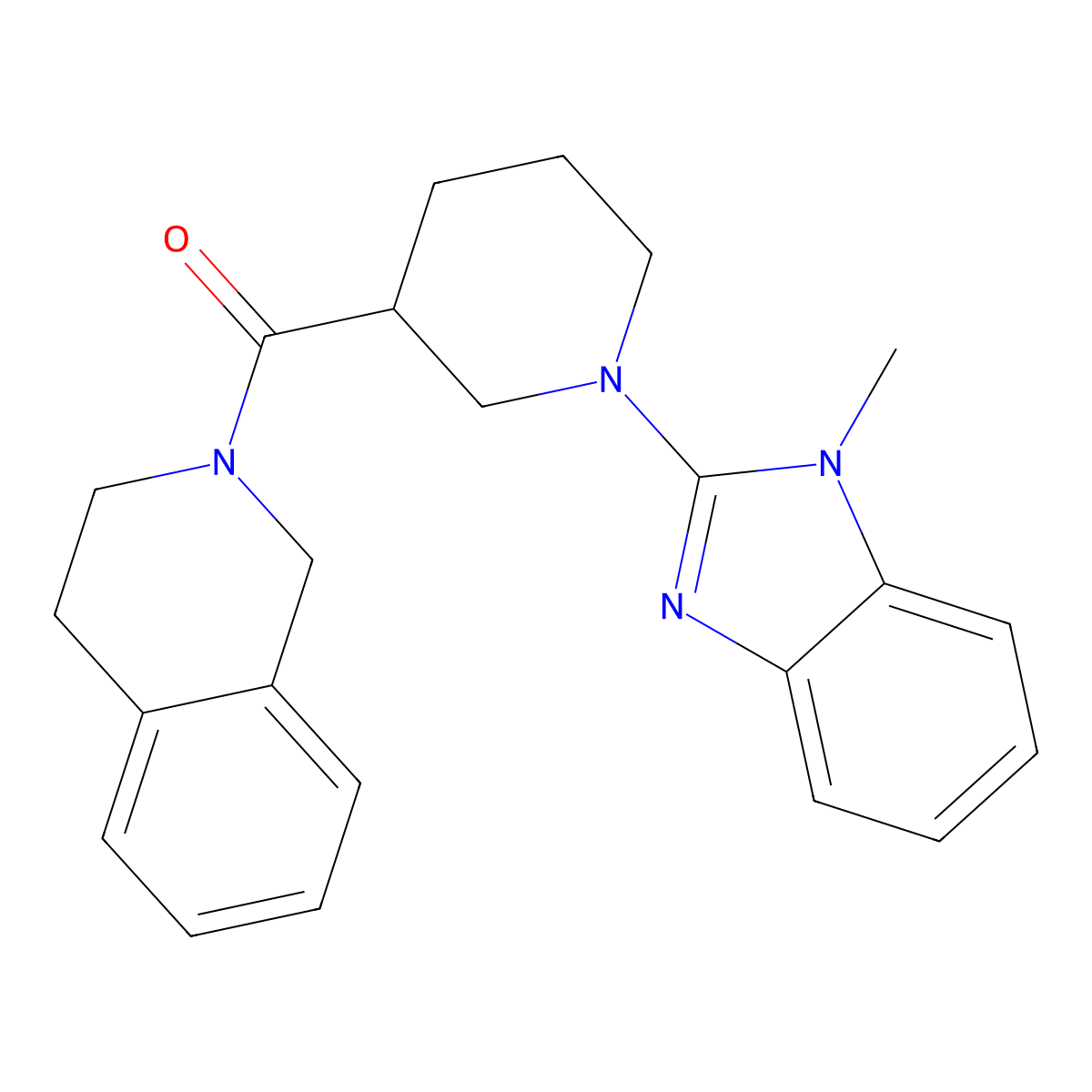 2-[1-(1-methyl-1H-1,3-benzodiazol-2-yl)piperidine-3-carbonyl]-1,2,3,4-tetrahydroisoquinoline molecular structure, CAS 3054428-92-8