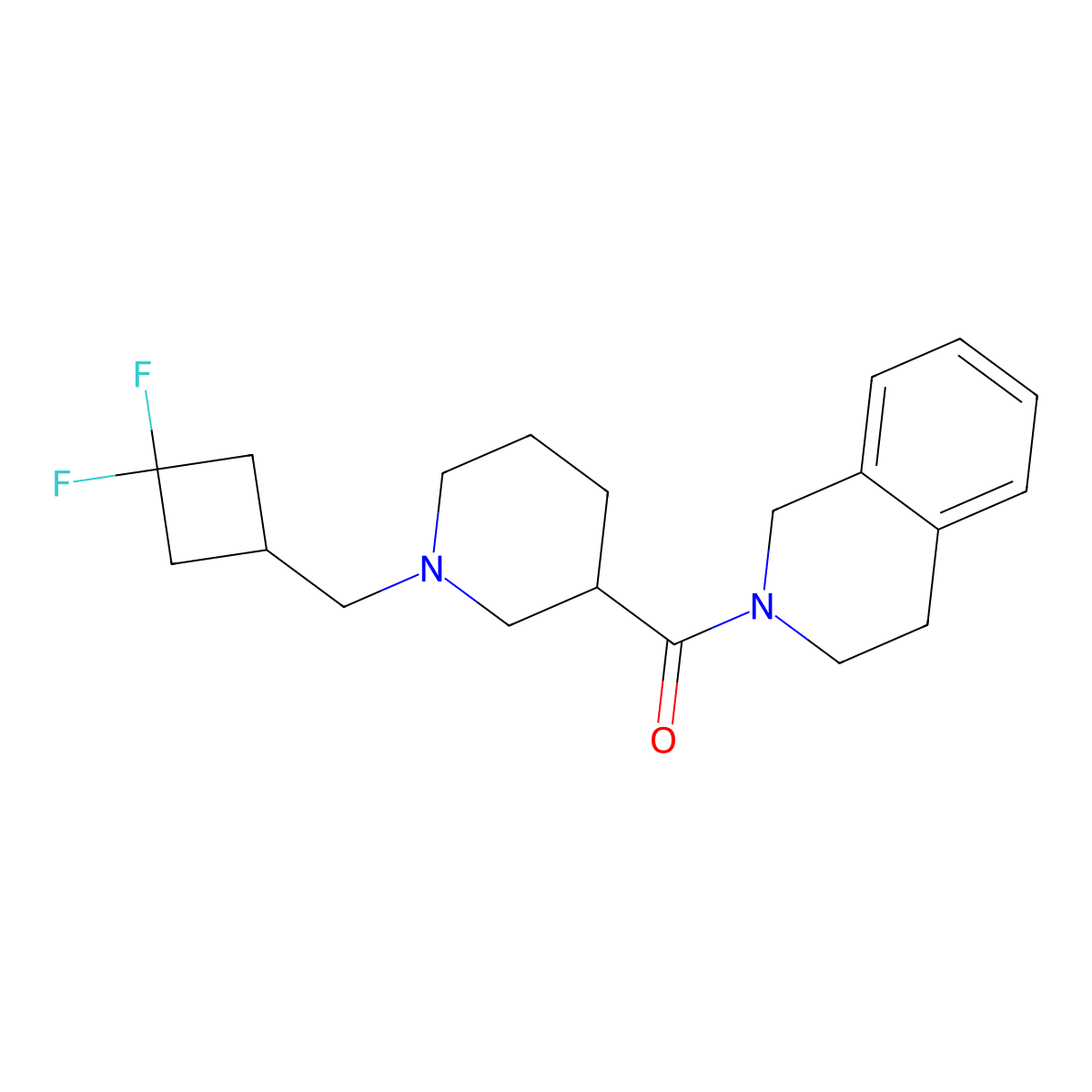 2-{1-[(3,3-Difluorocyclobutyl)methyl]piperidine-3-carbonyl}-1,2,3,4-tetrahydroisoquinoline molecular structure, CAS 3054429-02-3