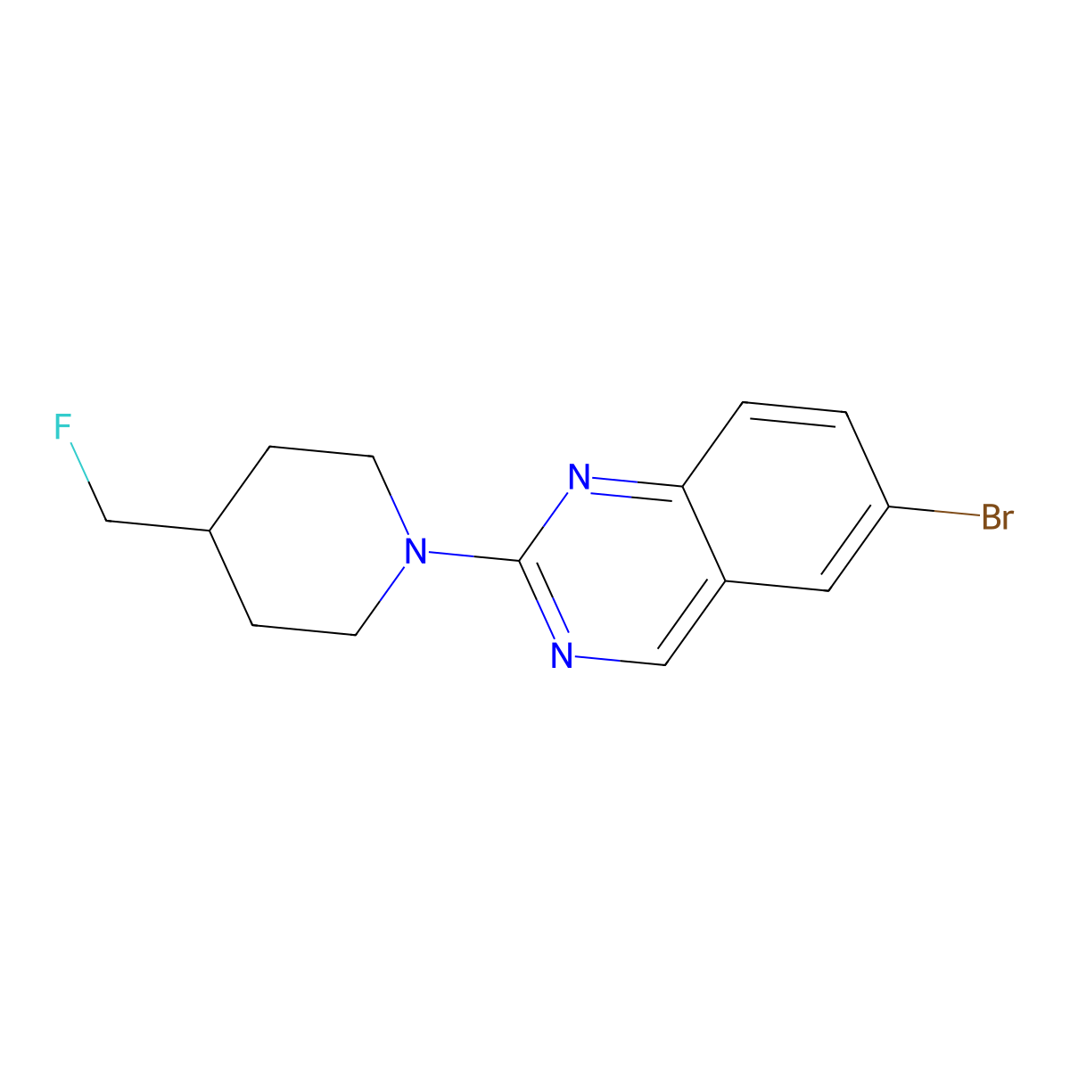 6-Bromo-2-[4-(fluoromethyl)piperidin-1-yl]quinazoline molecular structure, CAS 3054429-03-4