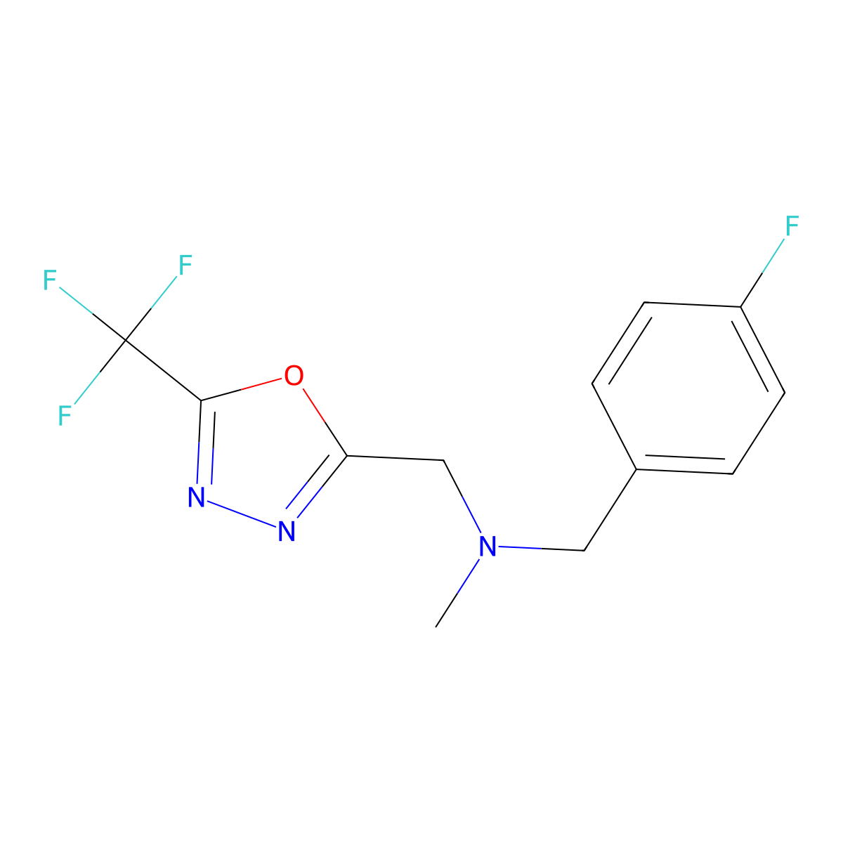 [(4-Fluorophenyl)methyl](methyl){[5-(trifluoromethyl)-1,3,4-oxadiazol-2-yl]methyl}amine molecular structure, CAS 3054429-08-9