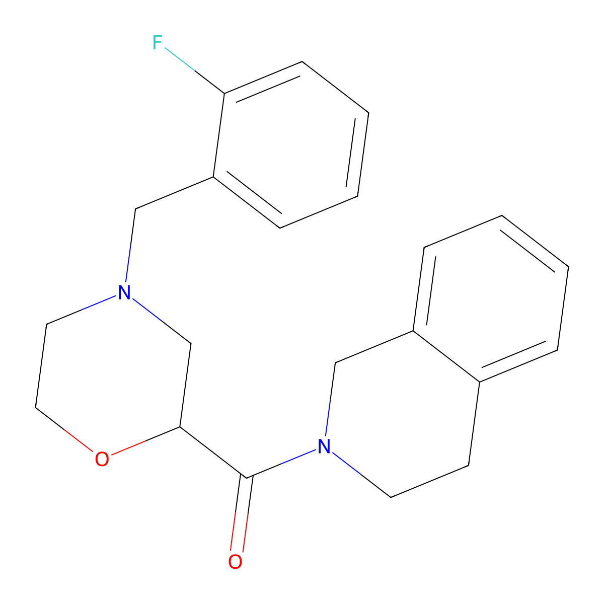 2-{4-[(2-Fluorophenyl)methyl]morpholine-2-carbonyl}-1,2,3,4-tetrahydroisoquinoline molecular structure, CAS 3054429-10-3