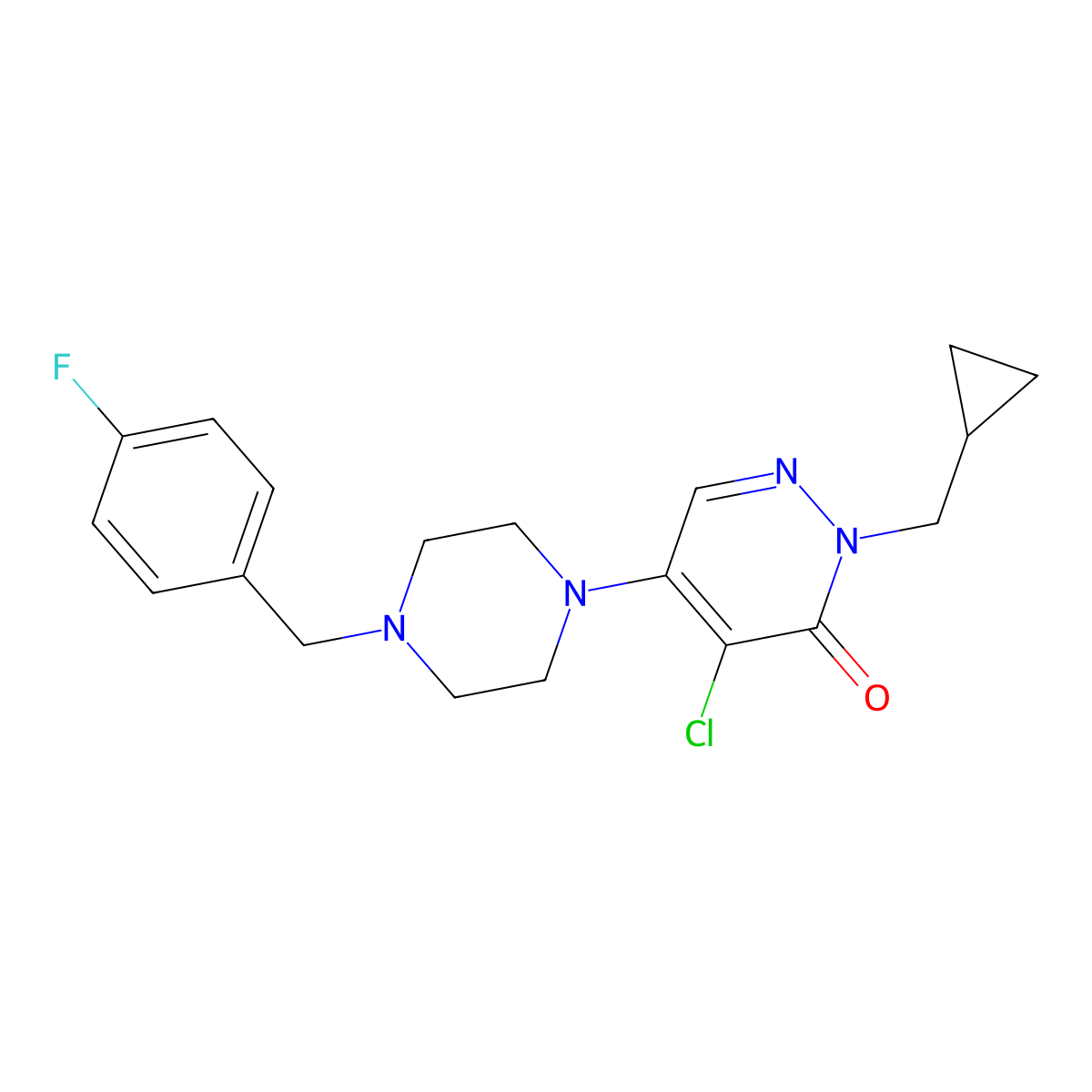 4-Chloro-2-(cyclopropylmethyl)-5-{4-[(4-fluorophenyl)methyl]piperazin-1-yl}-2,3-dihydropyridazin-3-one molecular structure, CAS 3054429-13-6
