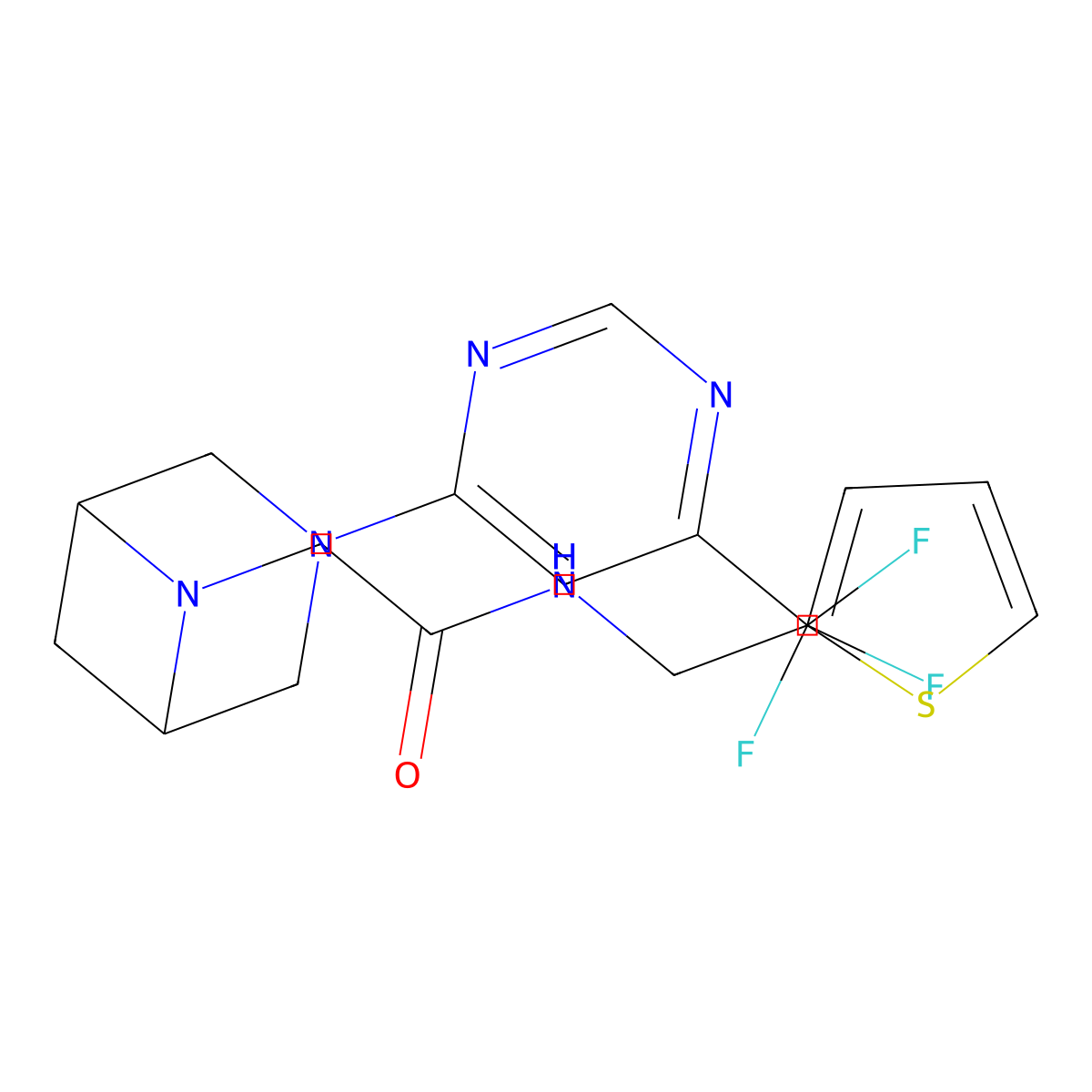 N-[(thiophen-2-yl)methyl]-2-{3-[6-(trifluoromethyl)pyrimidin-4-yl]-3,6-diazabicyclo[3.1.1]heptan-6-yl}acetamide molecular structure, CAS 3054429-23-8