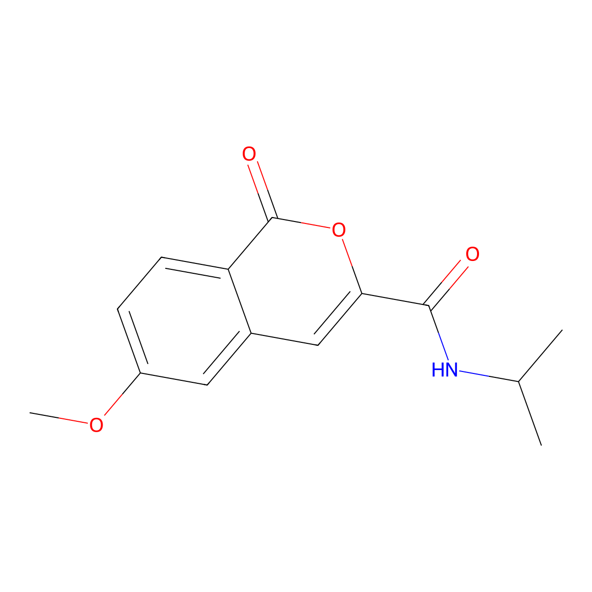 6-methoxy-1-oxo-N-(propan-2-yl)-1H-isochromene-3-carboxamide molecular structure, CAS 3054436-23-3