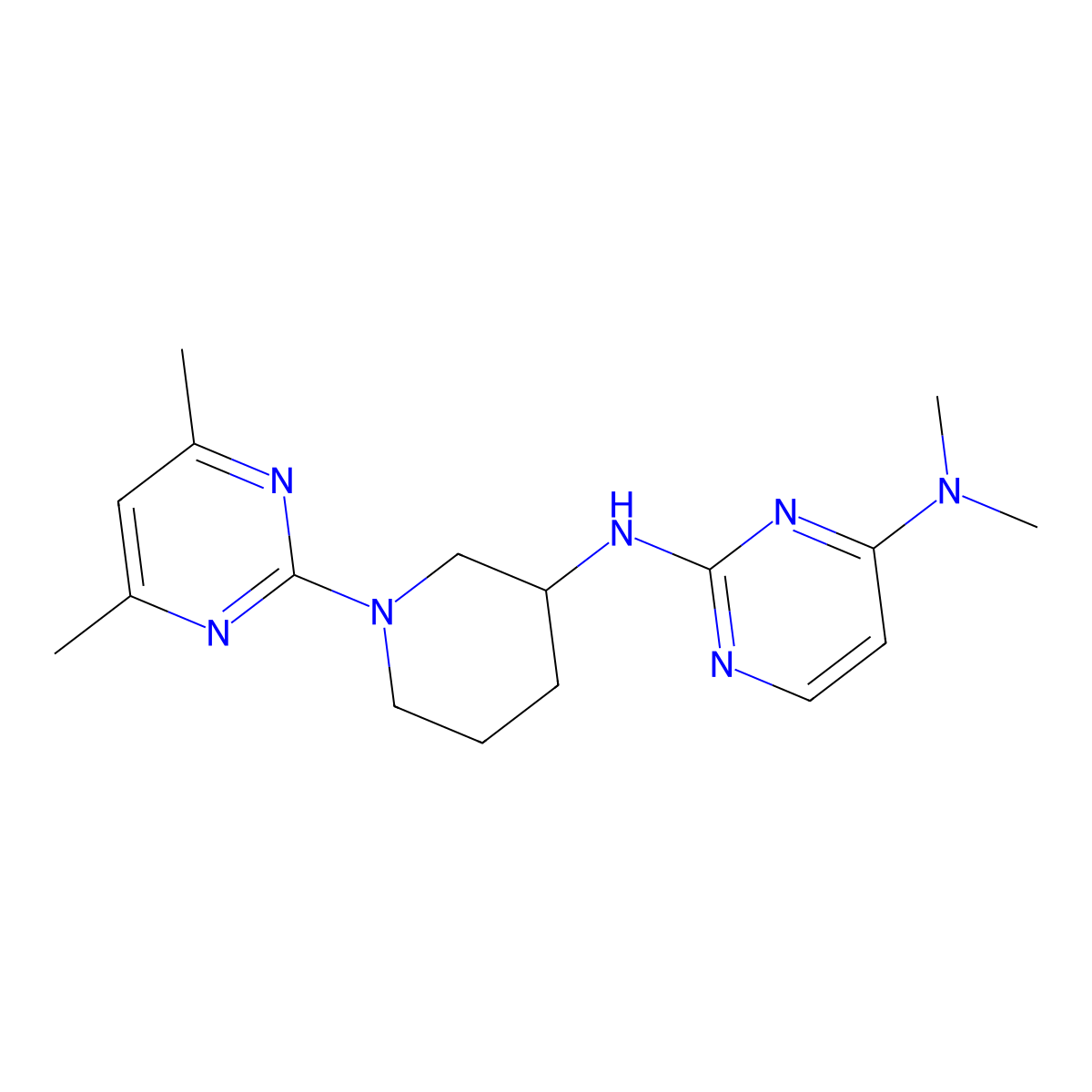 N2-[1-(4,6-dimethylpyrimidin-2-yl)piperidin-3-yl]-N4,N4-dimethylpyrimidine-2,4-diamine molecular structure, CAS 3054436-29-9