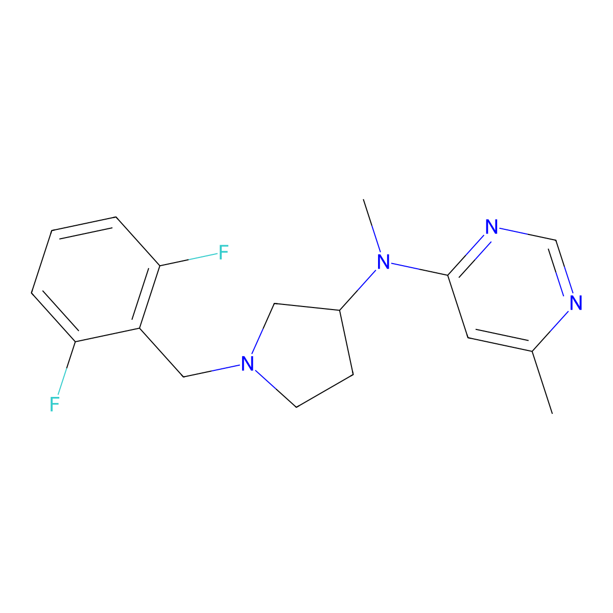 N-{1-[(2,6-difluorophenyl)methyl]pyrrolidin-3-yl}-N,6-dimethylpyrimidin-4-amine molecular structure, CAS 3054436-42-6