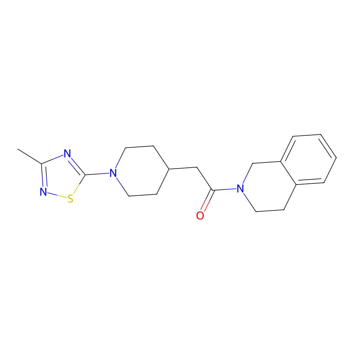 2-[1-(3-Methyl-1,2,4-thiadiazol-5-yl)piperidin-4-yl]-1-(1,2,3,4-tetrahydroisoquinolin-2-yl)ethan-1-one molecular structure, CAS 3054436-44-8