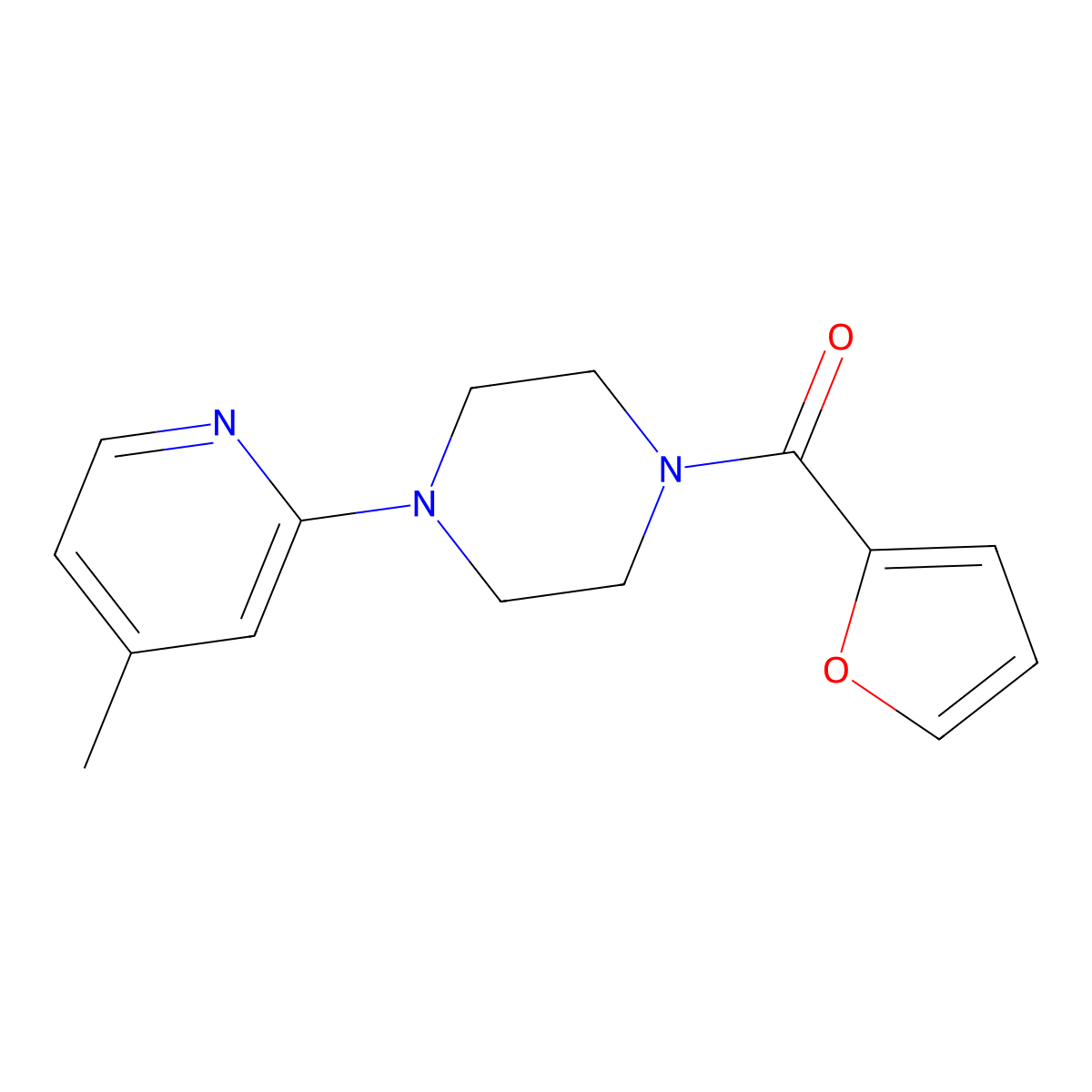 1-(Furan-2-carbonyl)-4-(4-methylpyridin-2-yl)piperazine molecular structure, CAS 3054436-45-9