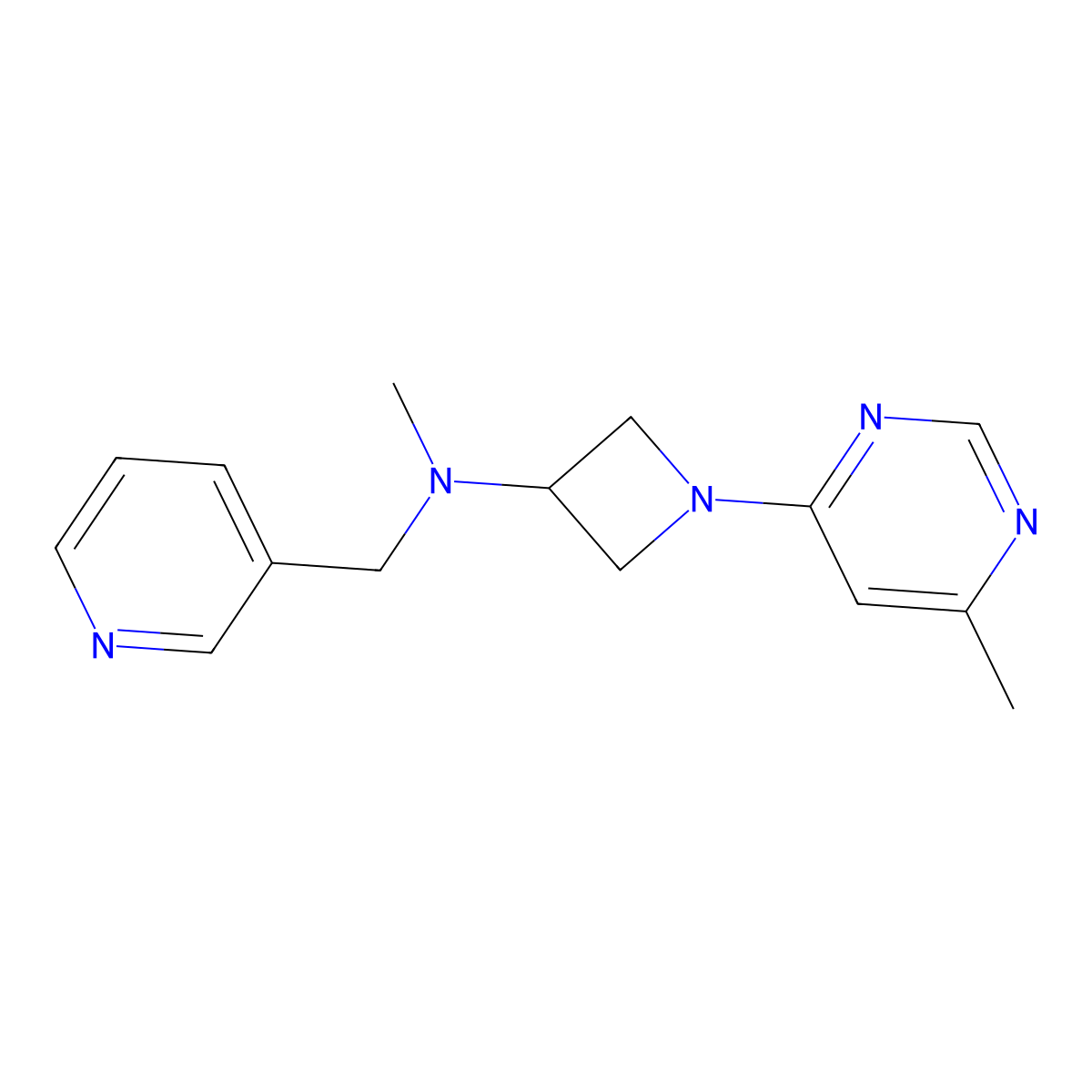 N-methyl-1-(6-methylpyrimidin-4-yl)-N-[(pyridin-3-yl)methyl]azetidin-3-amine molecular structure, CAS 3054436-47-1