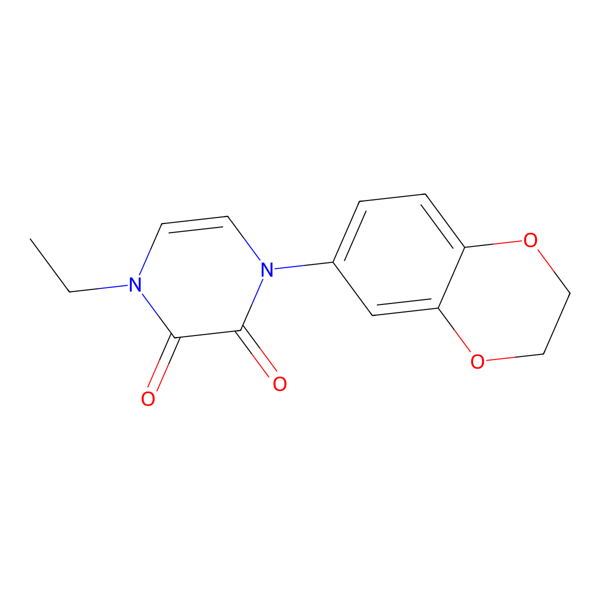 1-(2,3-Dihydro-1,4-benzodioxin-6-yl)-4-ethyl-1,2,3,4-tetrahydropyrazine-2,3-dione molecular structure, CAS 3054436-49-3