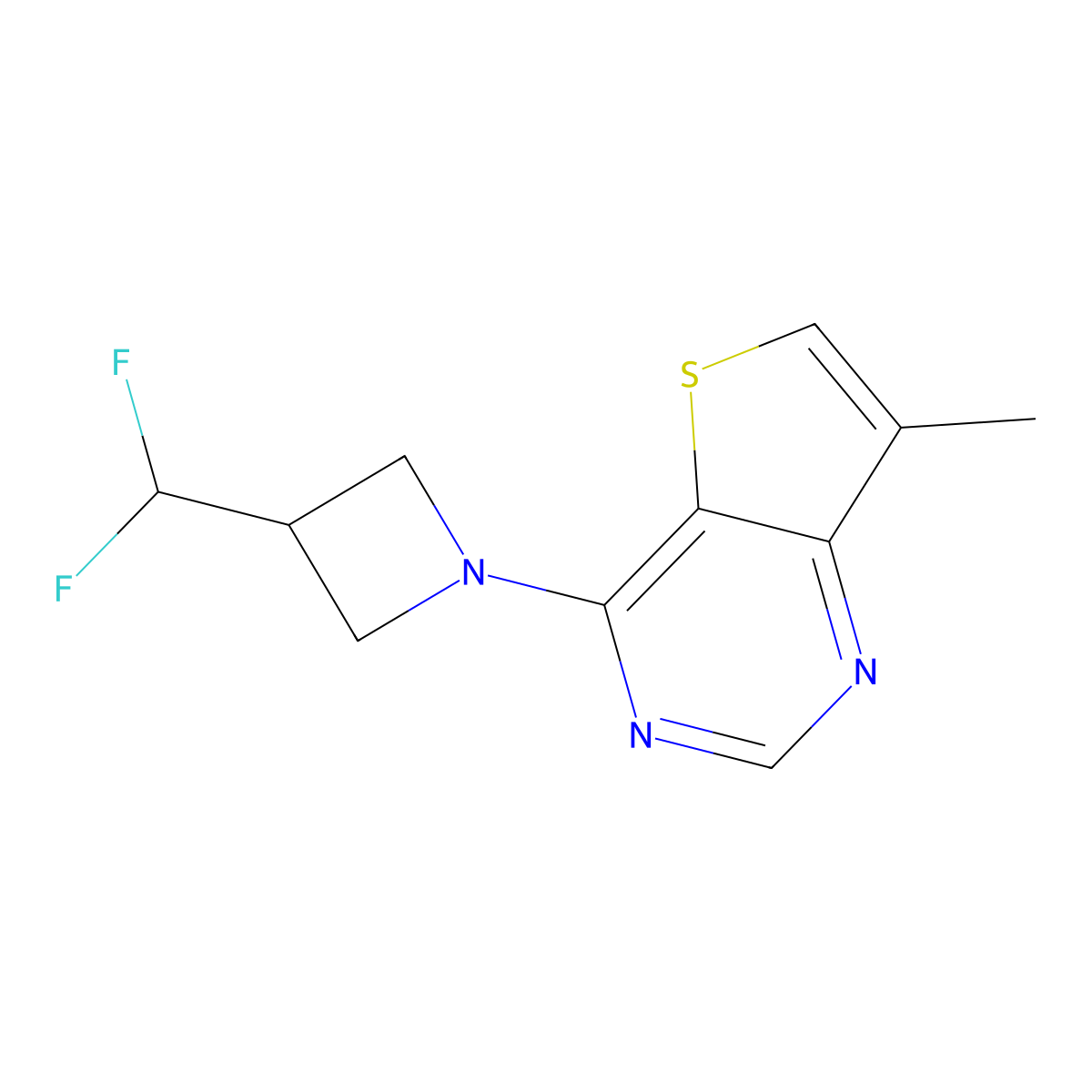 3-(Difluoromethyl)-1-{7-methylthieno[3,2-d]pyrimidin-4-yl}azetidine molecular structure, CAS 3054436-51-7