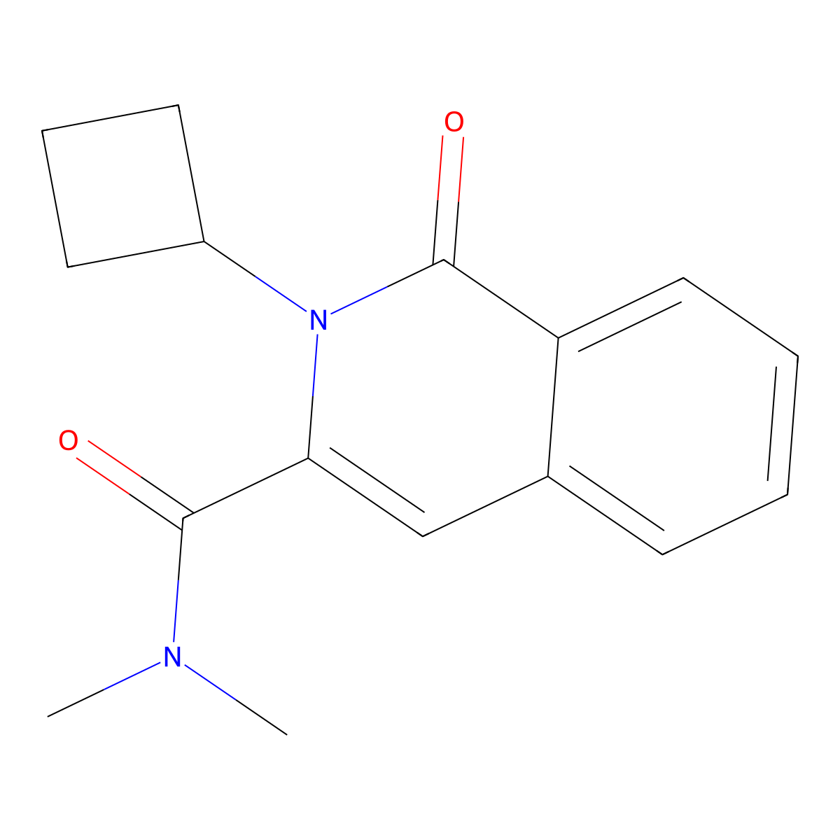 2-cyclobutyl-N,N-dimethyl-1-oxo-1,2-dihydroisoquinoline-3-carboxamide molecular structure, CAS 3054436-52-8