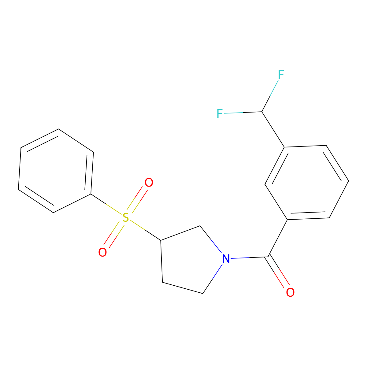 3-(Benzenesulfonyl)-1-[3-(difluoromethyl)benzoyl]pyrrolidine molecular structure, CAS 3054436-53-9