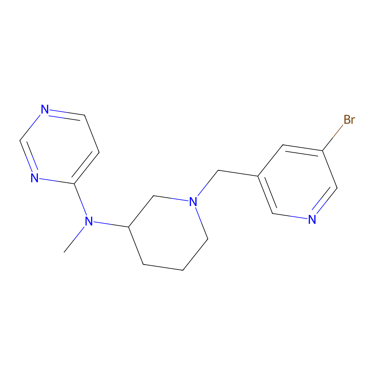 N-{1-[(5-bromopyridin-3-yl)methyl]piperidin-3-yl}-N-methylpyrimidin-4-amine molecular structure, CAS 3054436-56-2