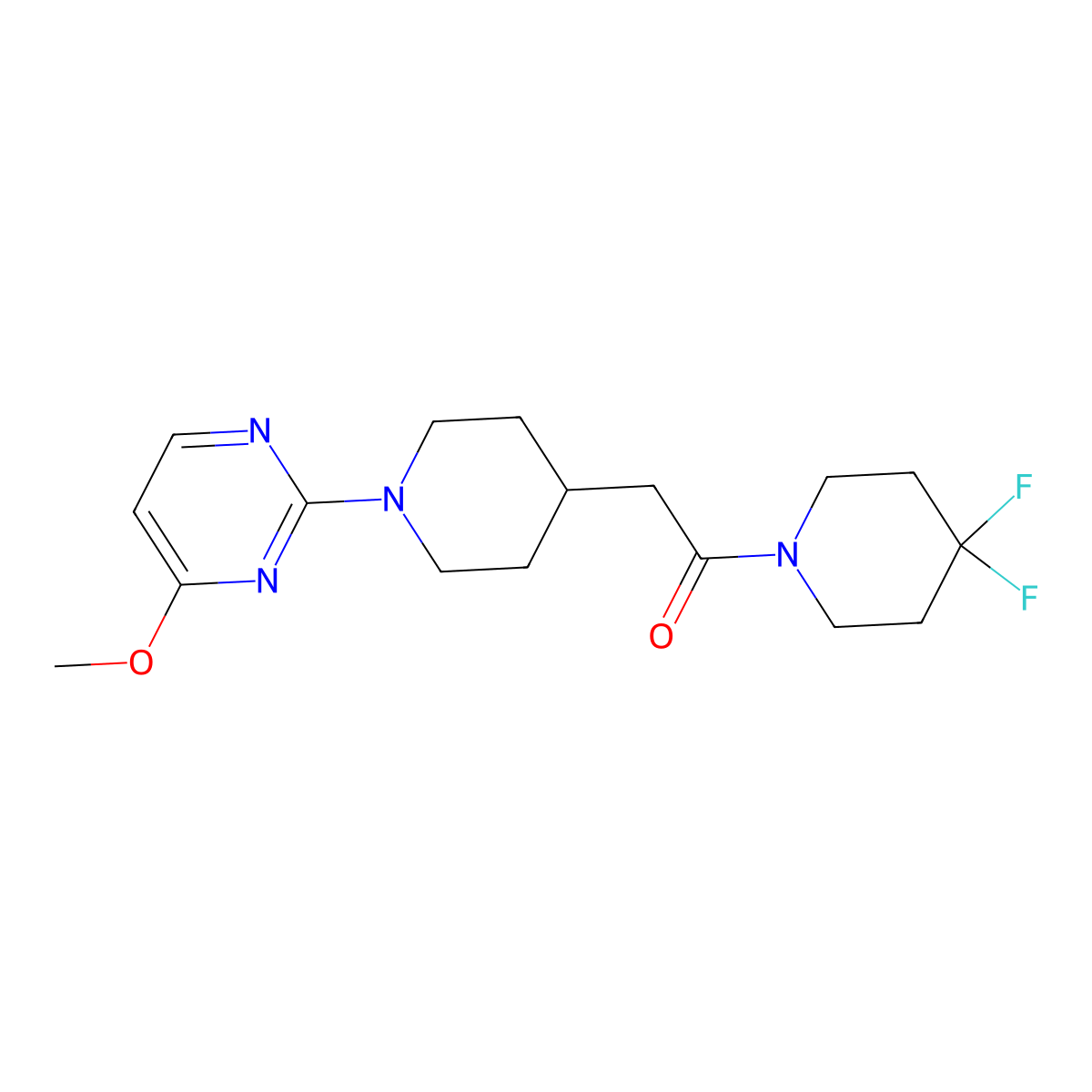 1-(4,4-Difluoropiperidin-1-yl)-2-[1-(4-methoxypyrimidin-2-yl)piperidin-4-yl]ethan-1-one molecular structure, CAS 3054436-59-5