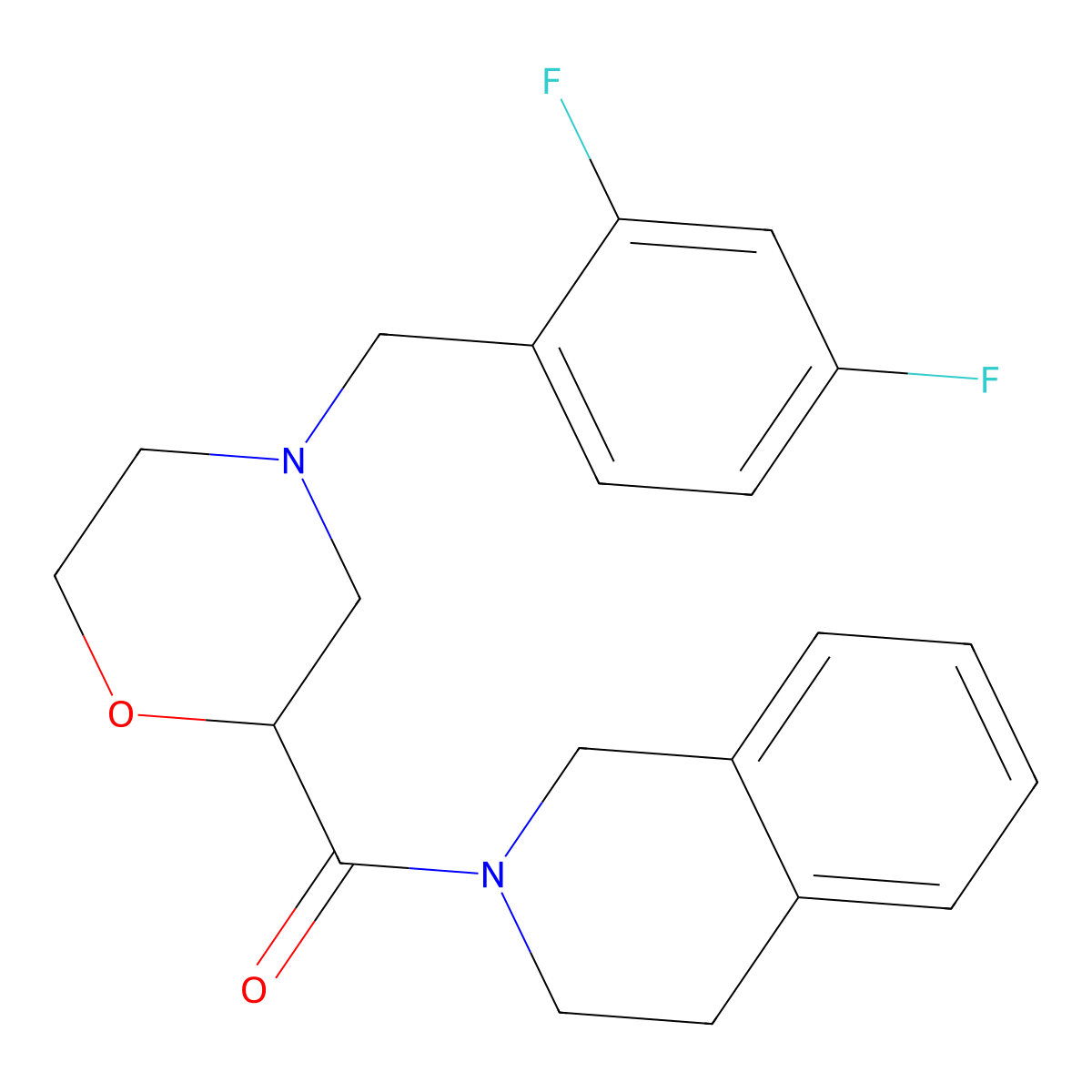 2-{4-[(2,4-Difluorophenyl)methyl]morpholine-2-carbonyl}-1,2,3,4-tetrahydroisoquinoline molecular structure, CAS 3054436-61-9