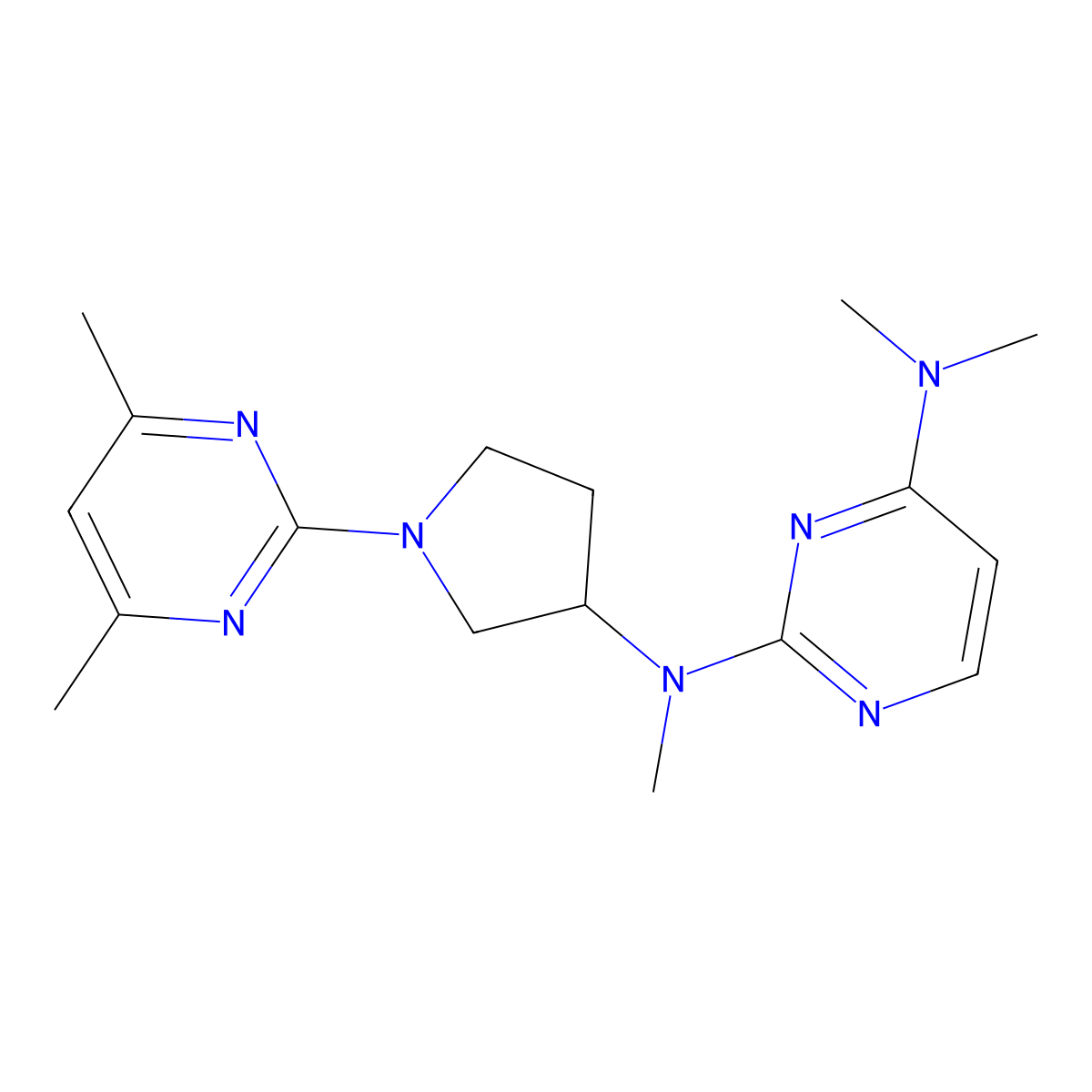 N2-[1-(4,6-dimethylpyrimidin-2-yl)pyrrolidin-3-yl]-N2,N4,N4-trimethylpyrimidine-2,4-diamine molecular structure, CAS 3054436-68-6