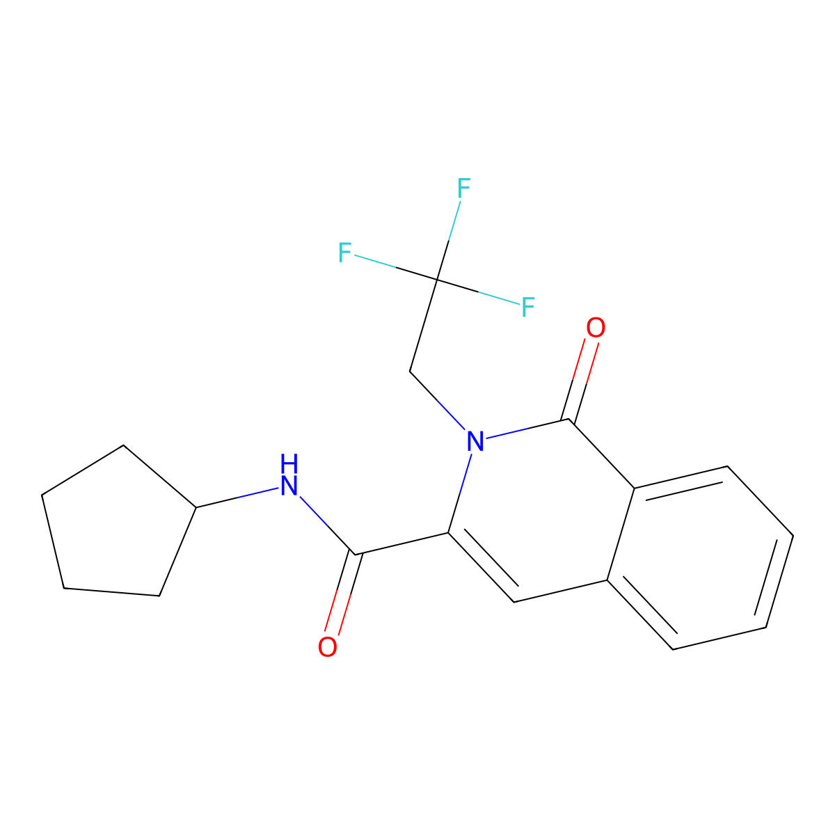 N-cyclopentyl-1-oxo-2-(2,2,2-trifluoroethyl)-1,2-dihydroisoquinoline-3-carboxamide molecular structure, CAS 3054436-70-0