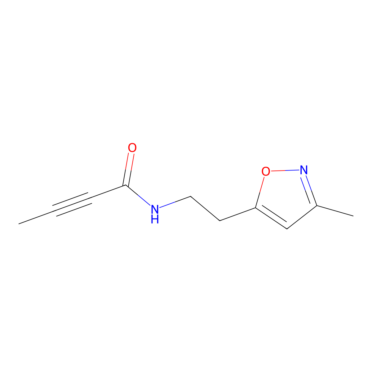 N-[2-(3-methyl-1,2-oxazol-5-yl)ethyl]but-2-ynamide molecular structure, CAS 3054436-71-1