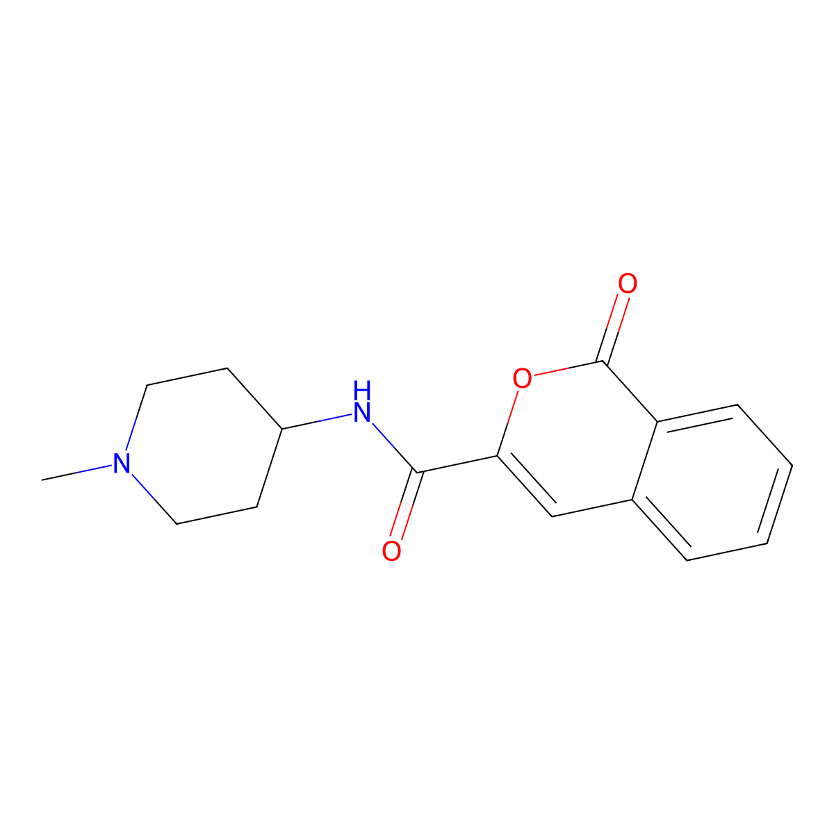 N-(1-methylpiperidin-4-yl)-1-oxo-1H-isochromene-3-carboxamide molecular structure, CAS 3054436-72-2