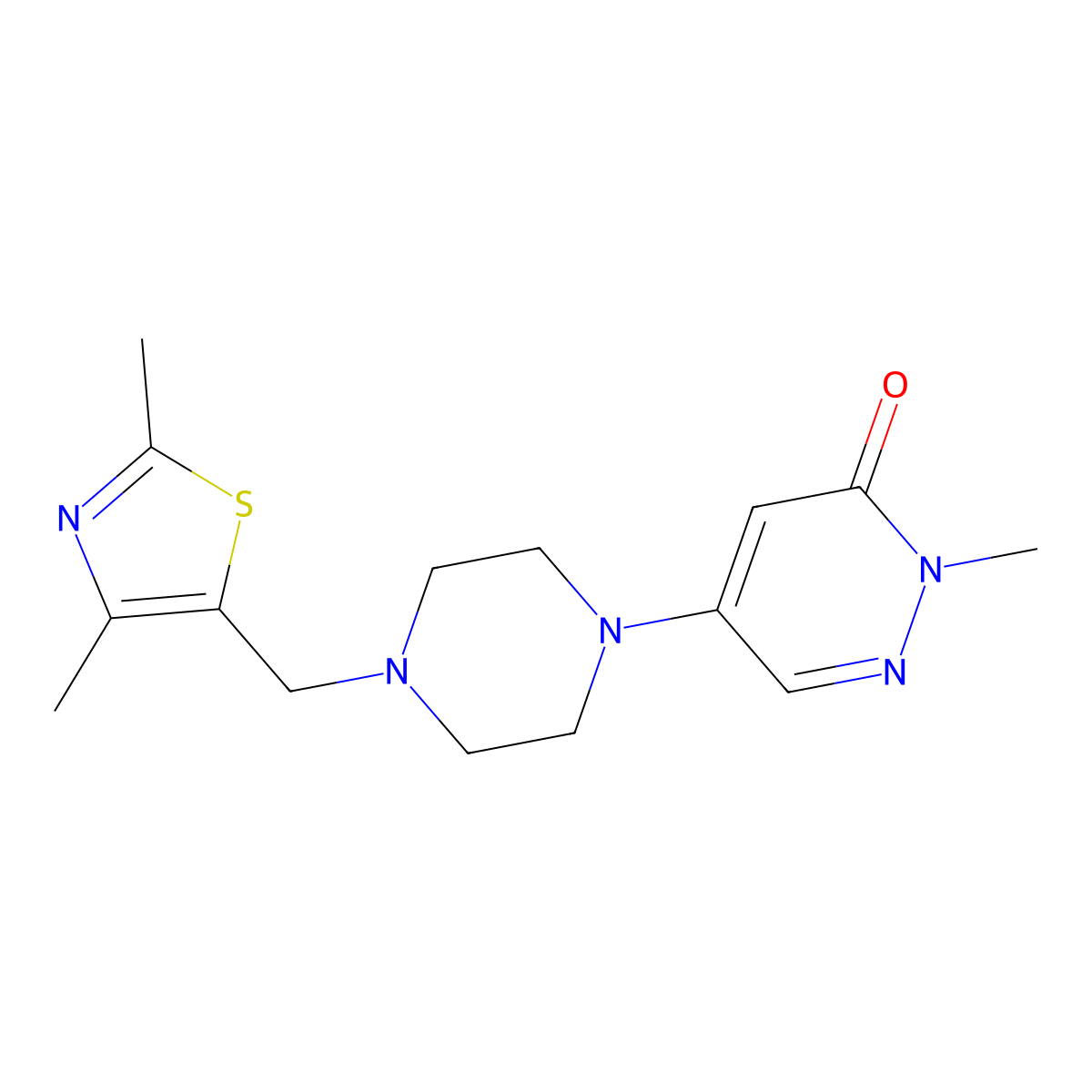 5-{4-[(2,4-Dimethyl-1,3-thiazol-5-yl)methyl]piperazin-1-yl}-2-methyl-2,3-dihydropyridazin-3-one molecular structure, CAS 3054436-77-7