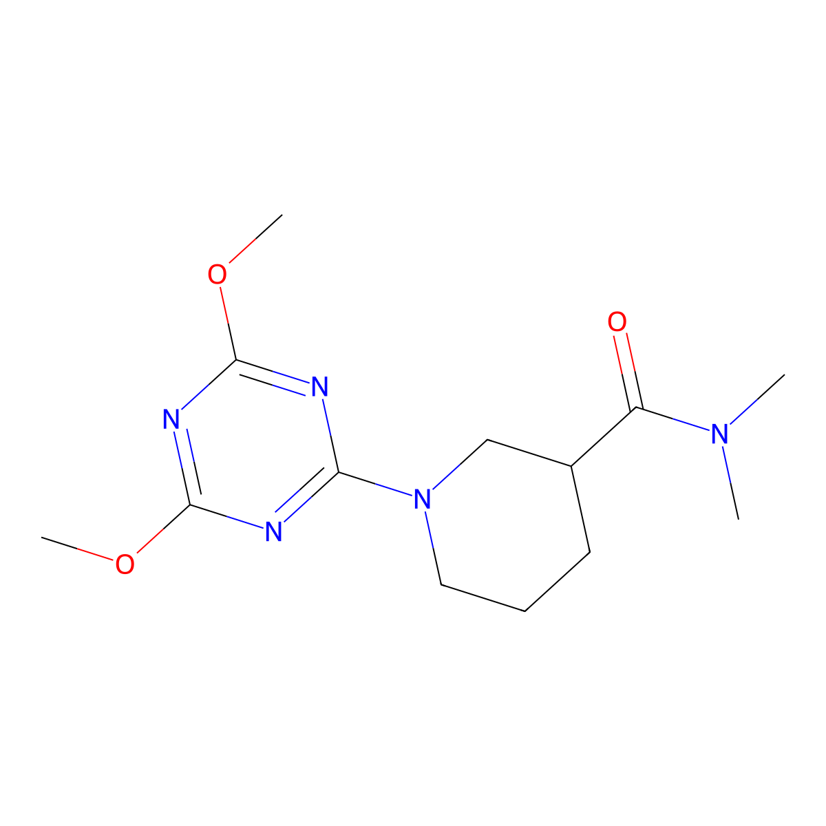 1-(4,6-dimethoxy-1,3,5-triazin-2-yl)-N,N-dimethylpiperidine-3-carboxamide molecular structure, CAS 3054436-80-2