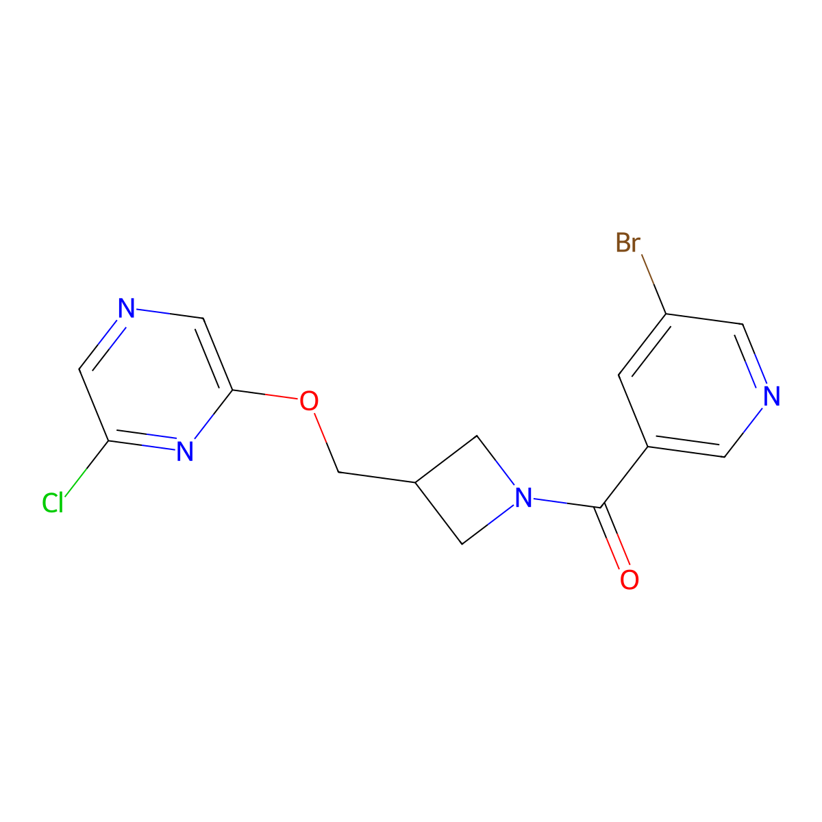 2-{[1-(5-Bromopyridine-3-carbonyl)azetidin-3-yl]methoxy}-6-chloropyrazine molecular structure, CAS 3054436-81-3
