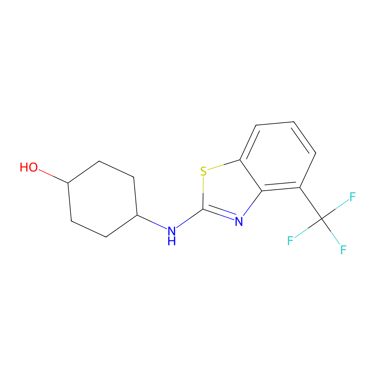4-{[4-(Trifluoromethyl)-1,3-benzothiazol-2-yl]amino}cyclohexan-1-ol molecular structure, CAS 3054436-96-0