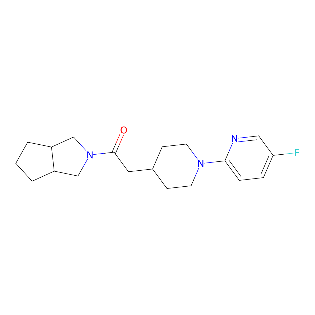 2-[1-(5-Fluoropyridin-2-yl)piperidin-4-yl]-1-{octahydrocyclopenta[c]pyrrol-2-yl}ethan-1-one molecular structure, CAS 3054437-00-9